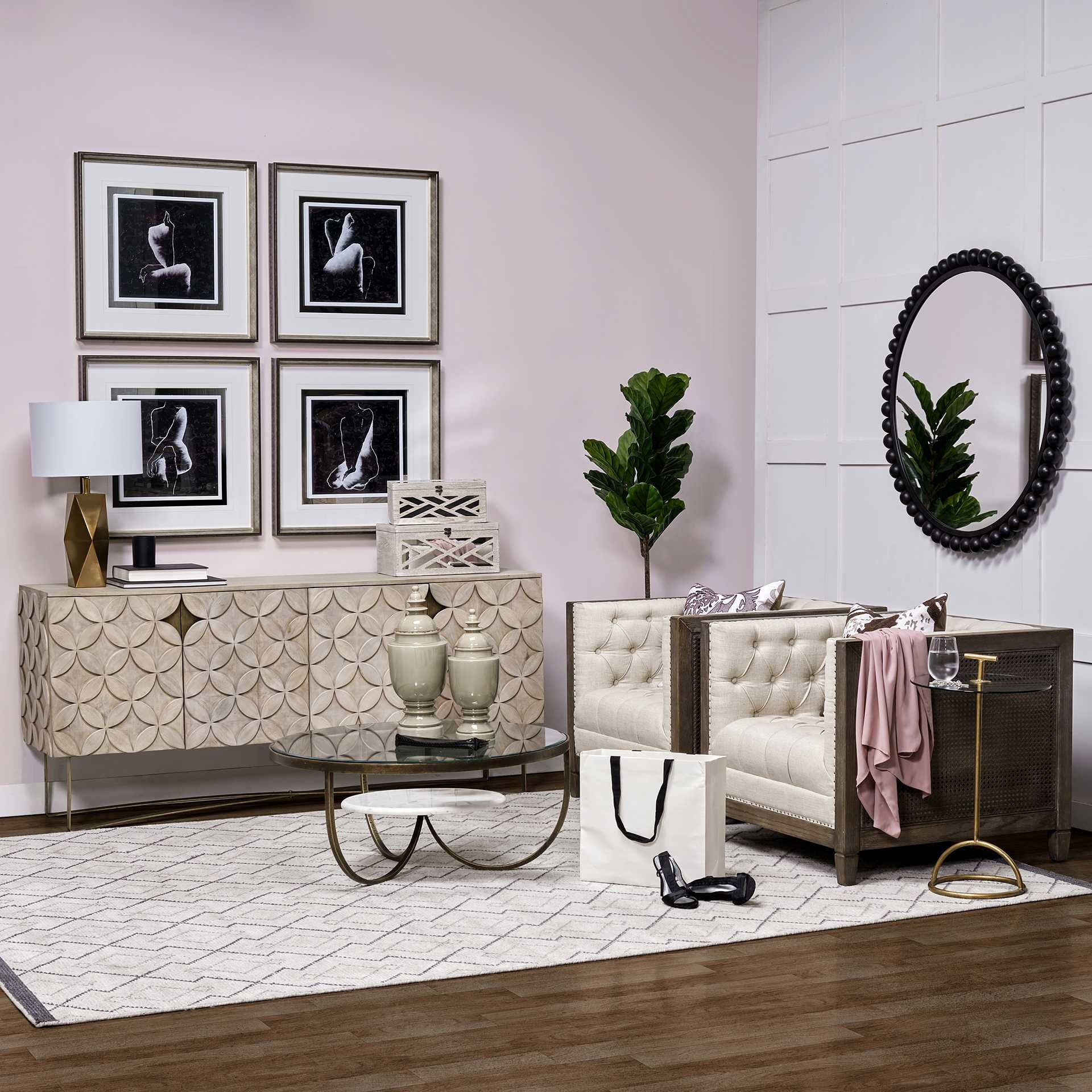 36" Brown and Gold Wood and Metal Round Coffee Table With Shelf-6