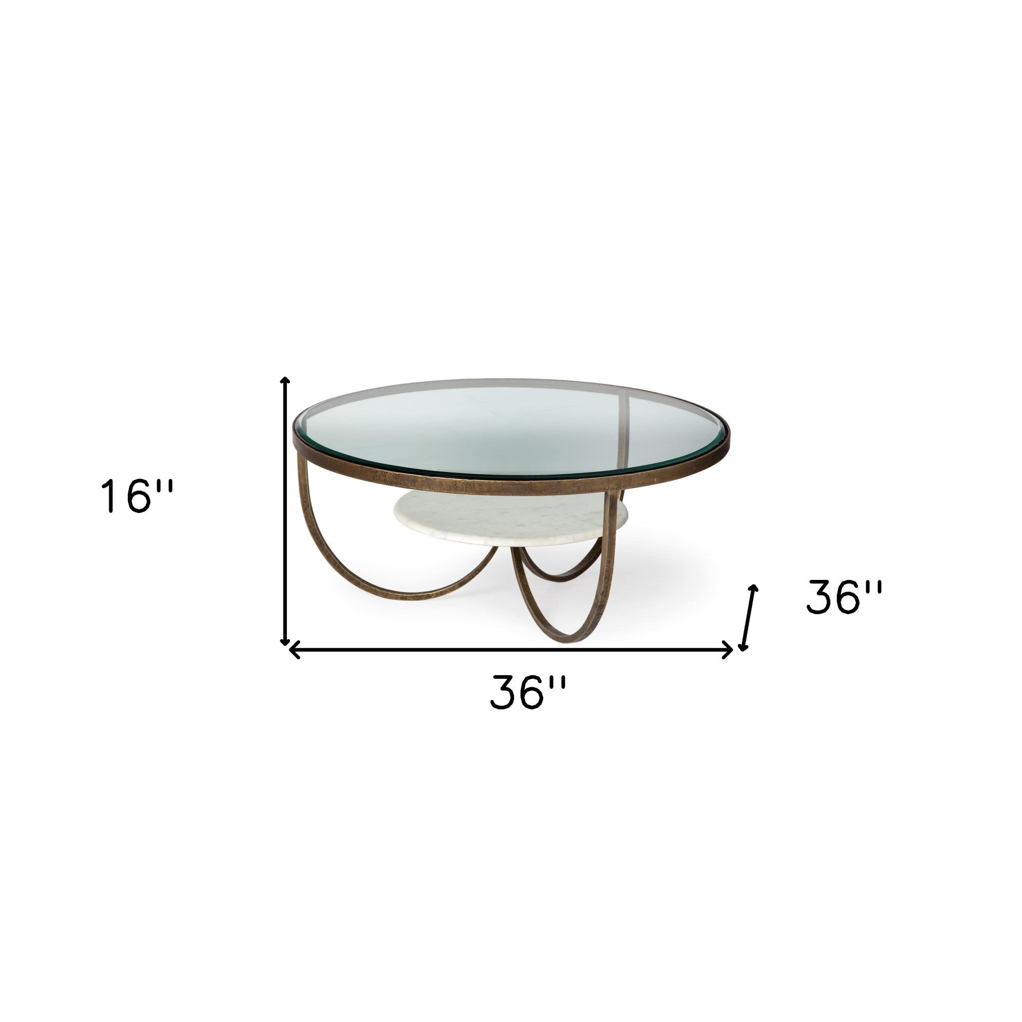 36" Brown and Gold Wood and Metal Round Coffee Table With Shelf-7