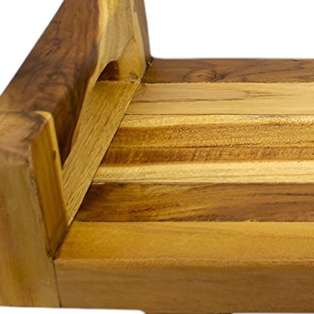 29"W Natural Teak Bath Tray and Seat with Handles-4