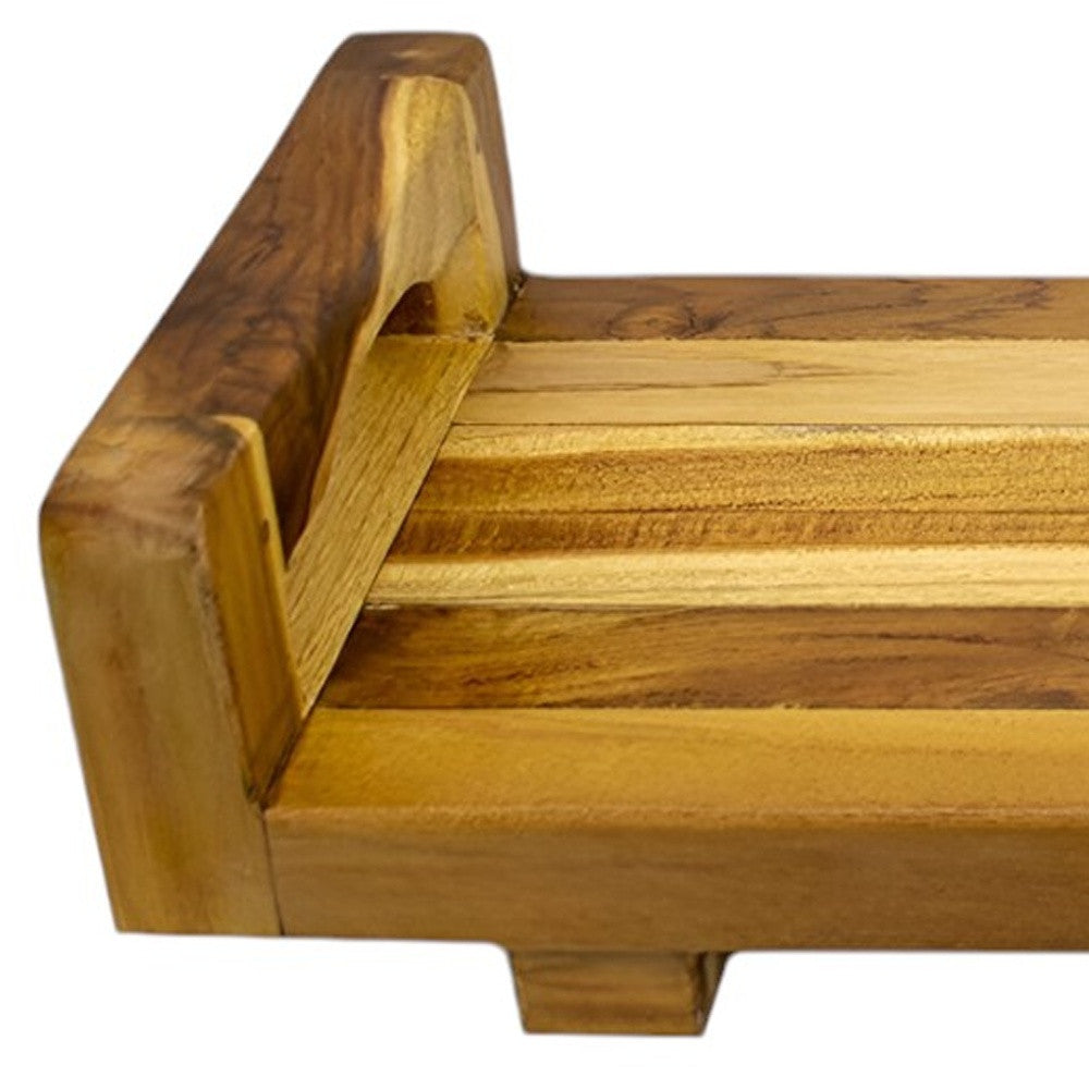 29"W Natural Teak Bath Tray and Seat with Handles-5