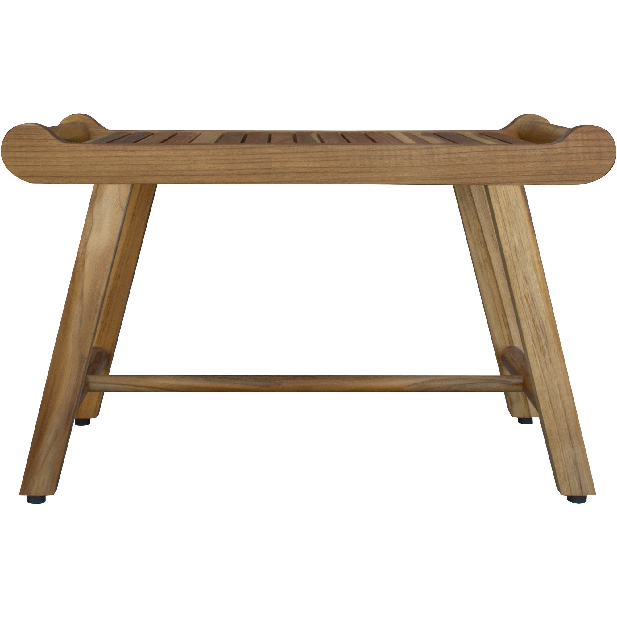Rectangular Teak Shower Bench With Handles In Natural Finish-1