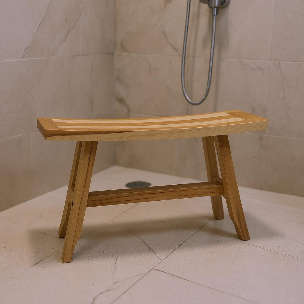 28" Natural Teak Rectangular Shower Bench-0