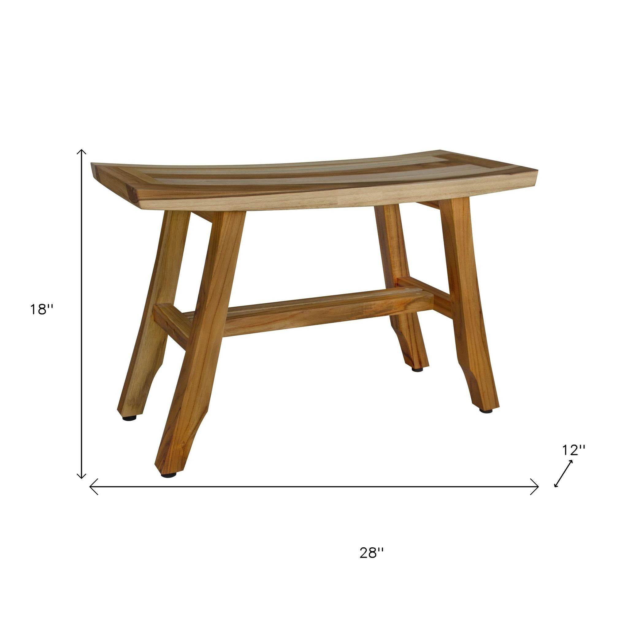 28" Natural Teak Rectangular Shower Bench-6