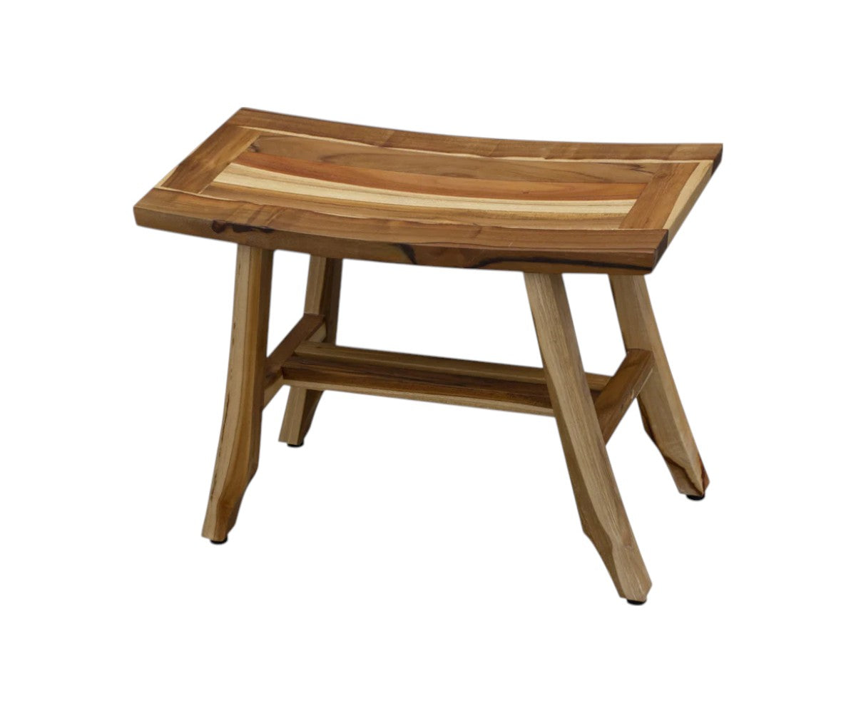 24" Brown Teak Rectangular Shower Bench-0