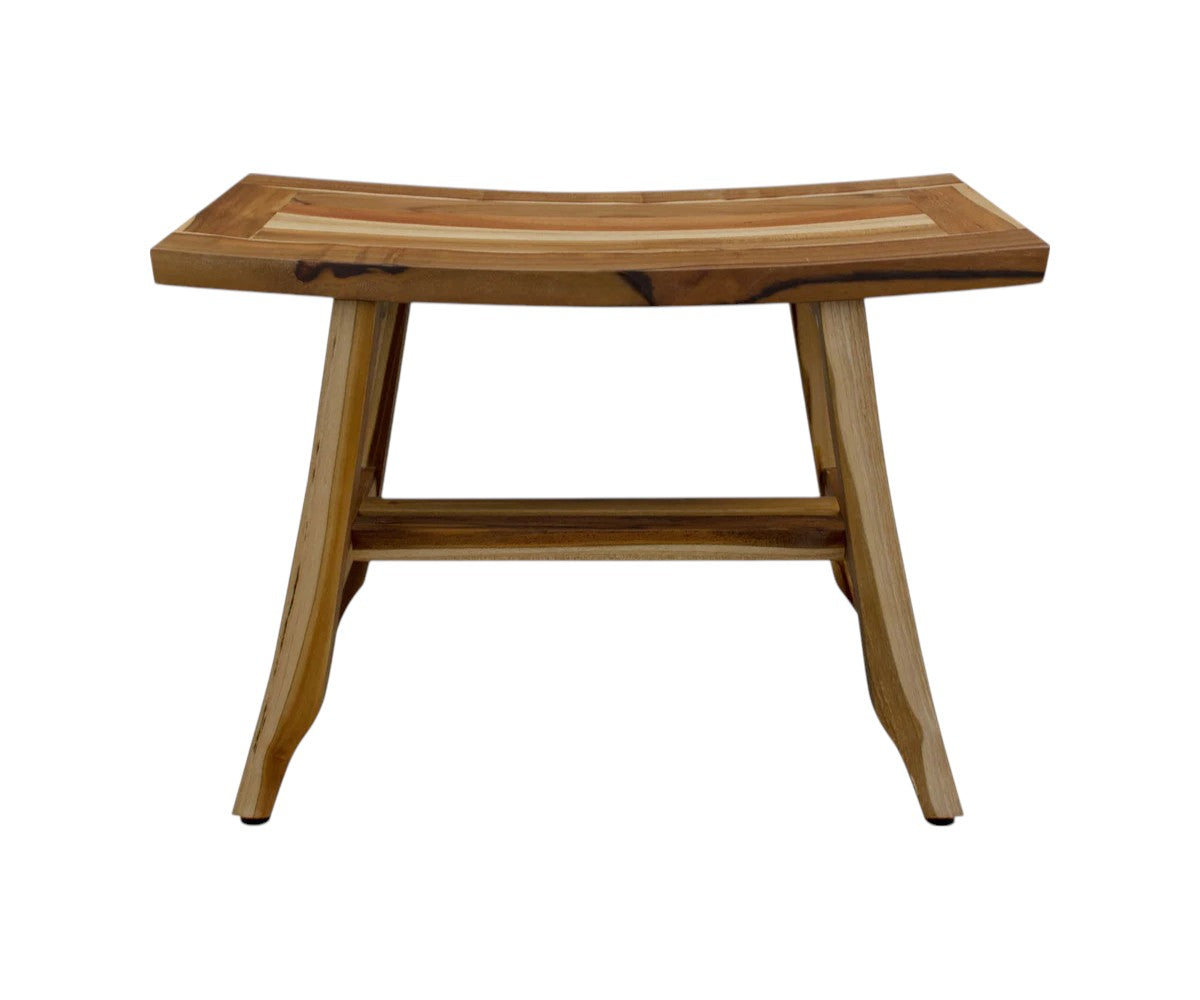 24" Brown Teak Rectangular Shower Bench-3