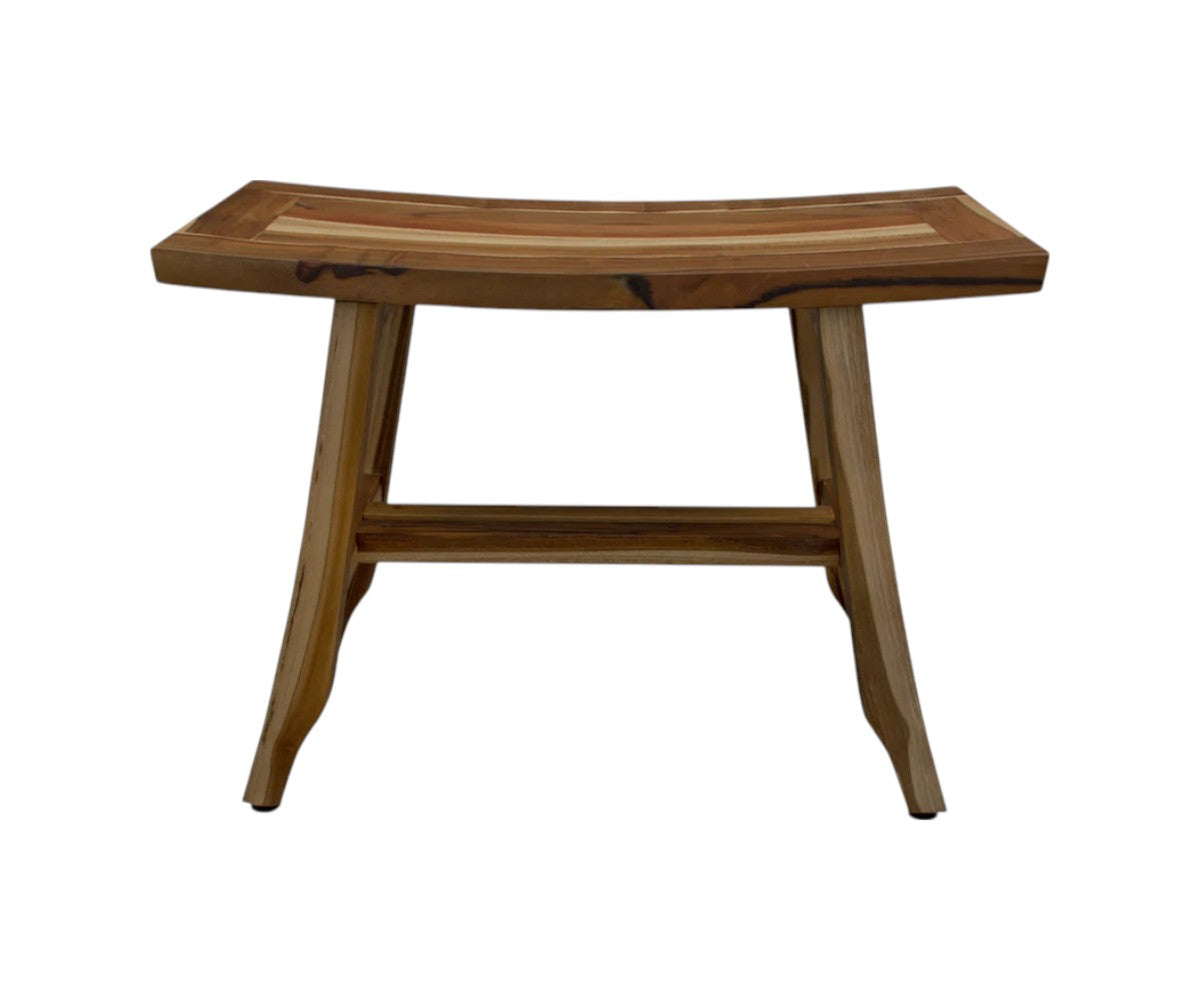 24" Brown Teak Rectangular Shower Bench-2