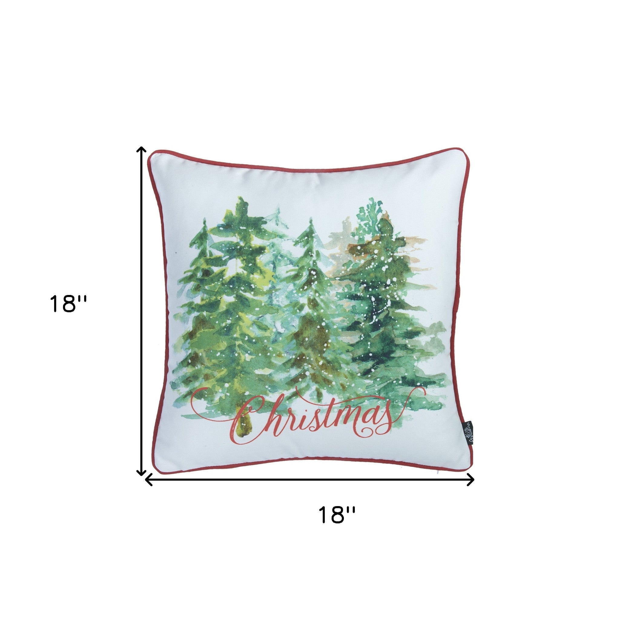 Set of Two 18" Green Red And White Christmas Christmas Trees Fabric Throw Pillow Covers-3
