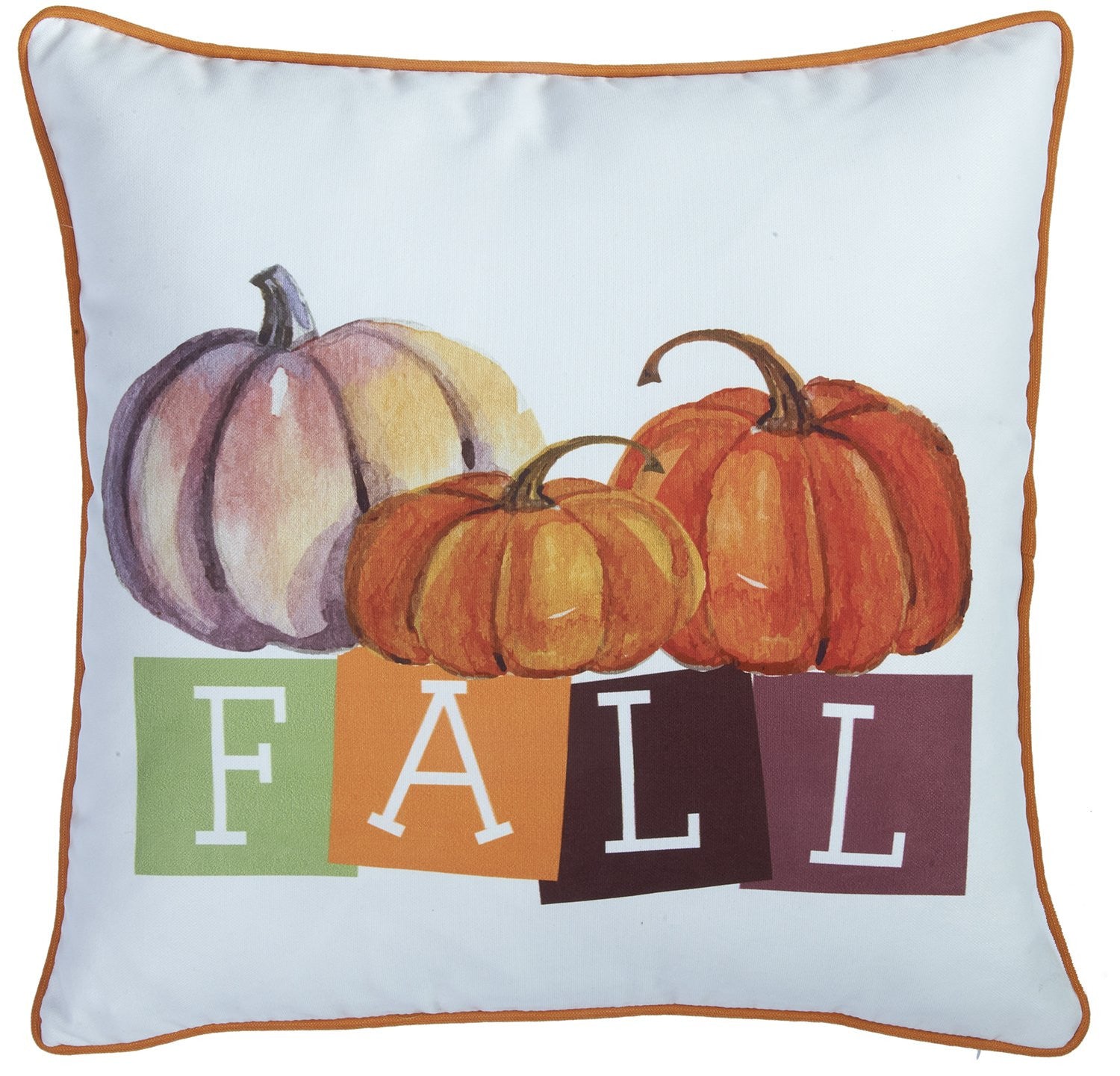 Set of Two 18" Orange And White Fall Plaid Fabric Throw Pillow Covers-2