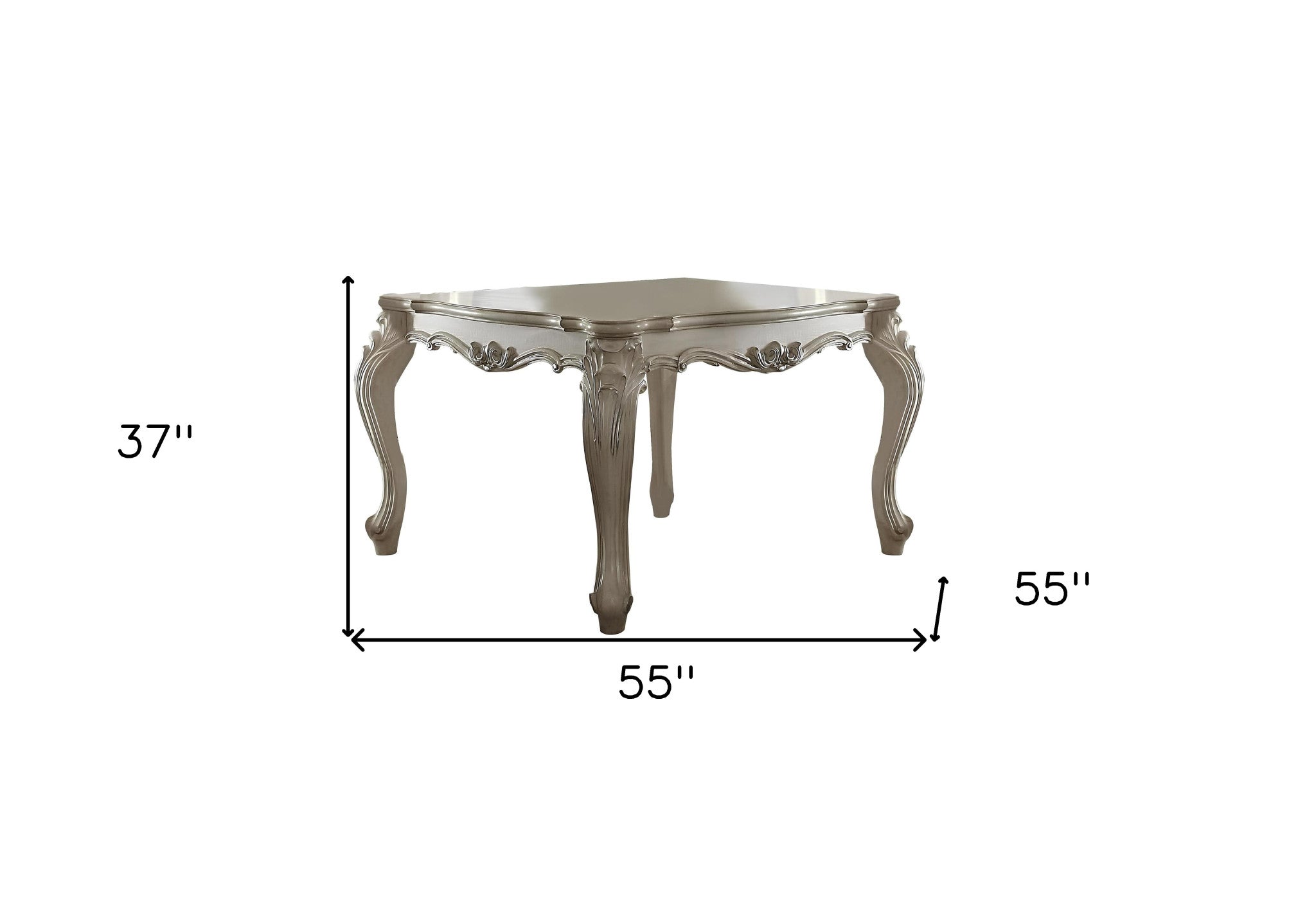 55" Antiqued White Solid Wood And Solid Manufactured Wood Dining Table-3