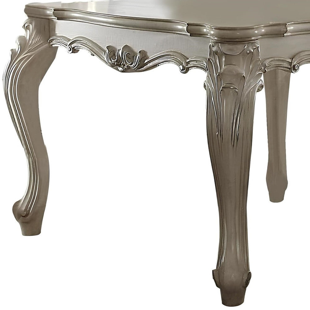 55" Antiqued White Solid Wood And Solid Manufactured Wood Dining Table-2