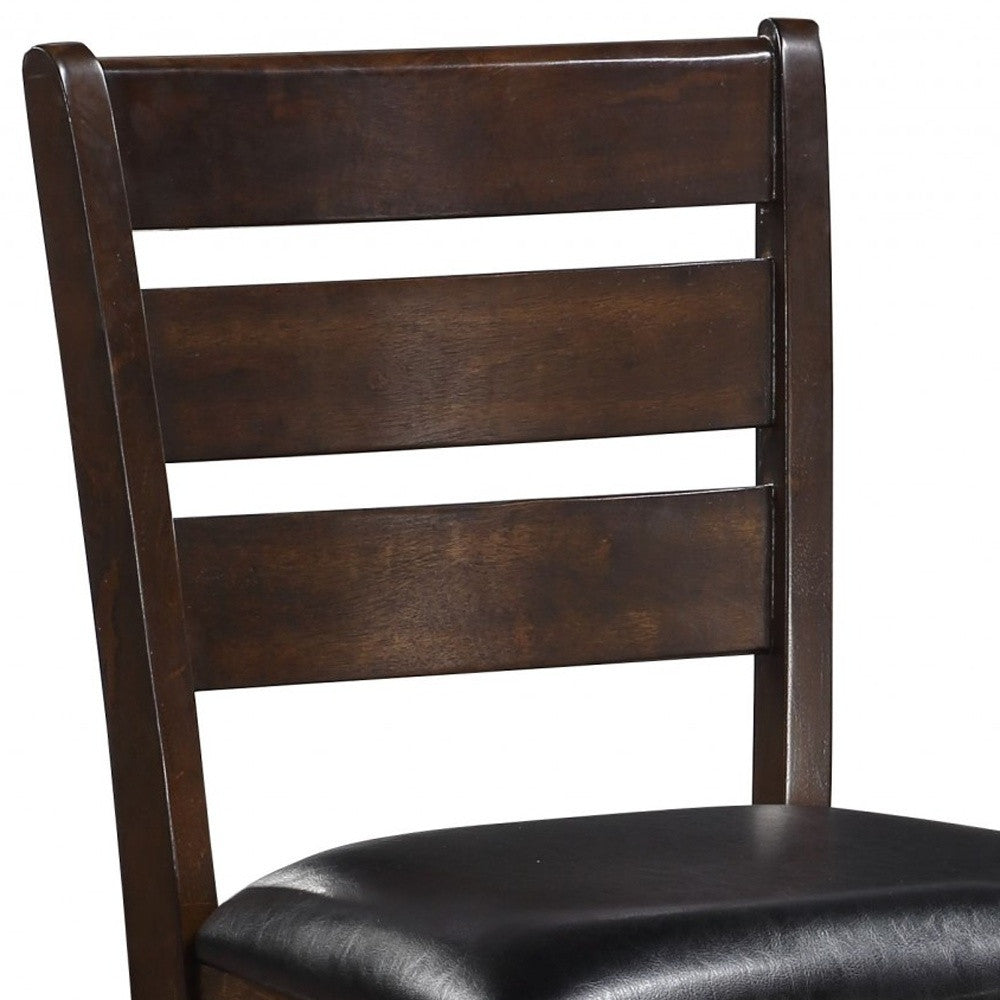 Set of Two 41" Black and Brown Faux Leather and Solid Wood Counter Height Bar Chairs-4