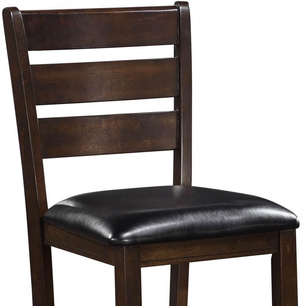 Set of Two 41" Black and Brown Faux Leather and Solid Wood Counter Height Bar Chairs-5