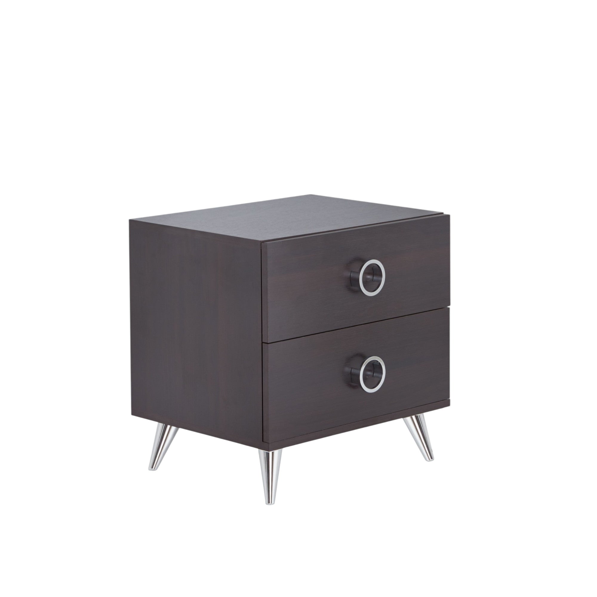 20" Silver And Espresso End Table With Two Drawers-1