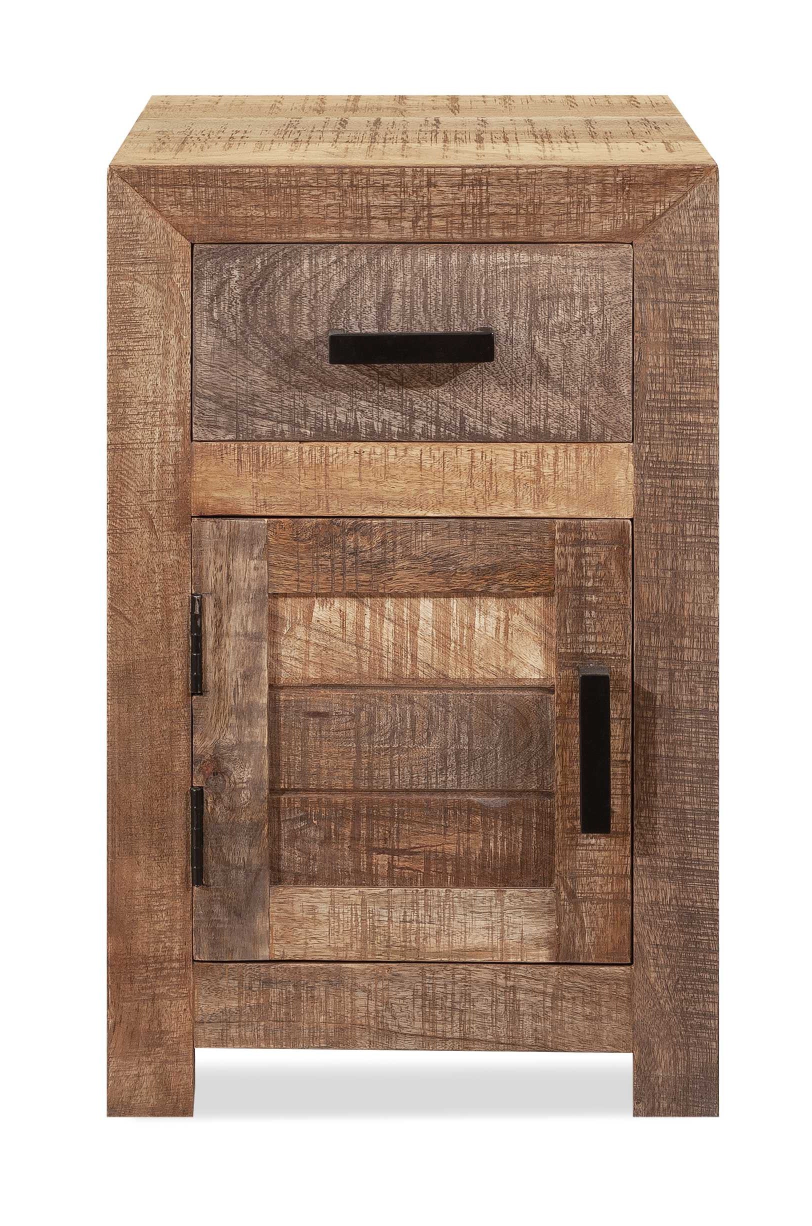 26" Brown Solid Wood Square End Table With Drawer-2