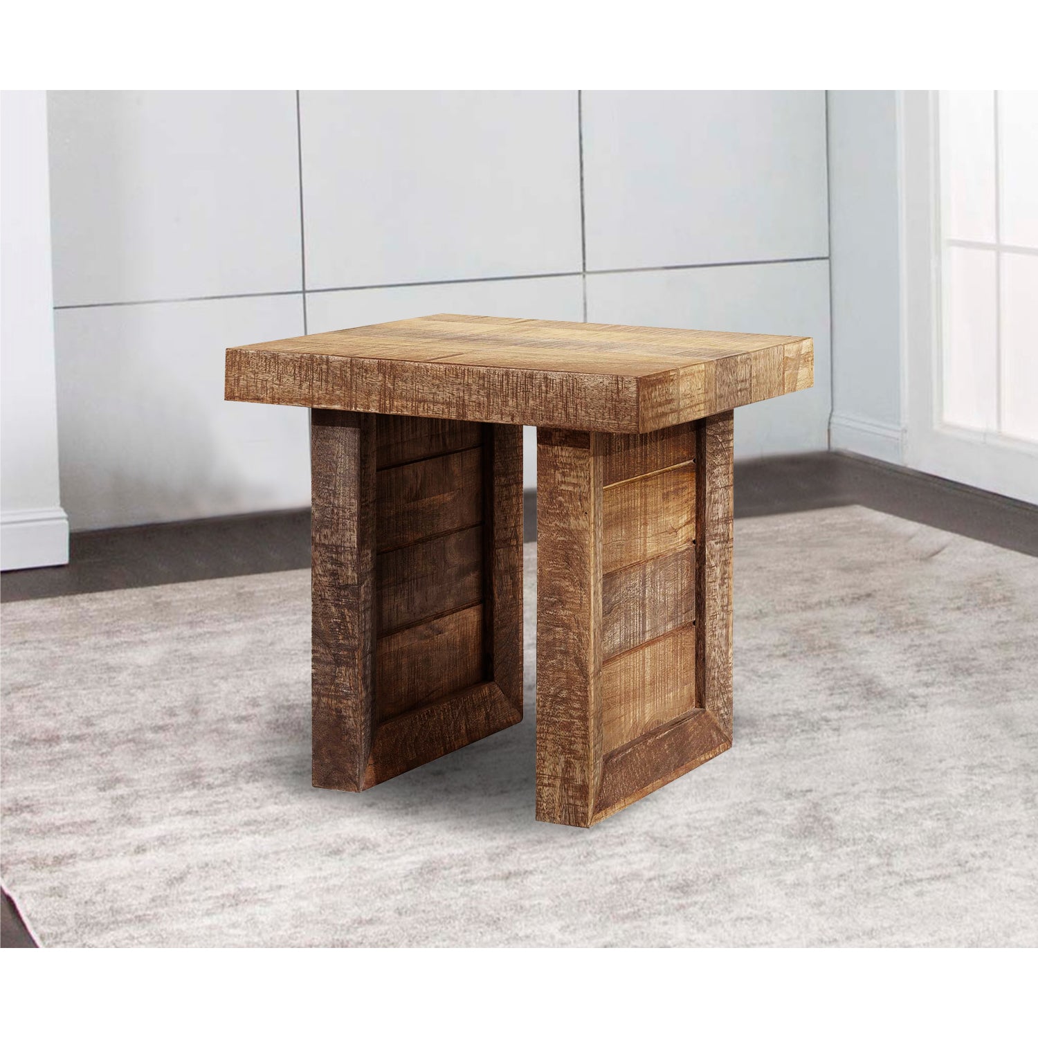20" Brown Solid Wood Square End Table-7