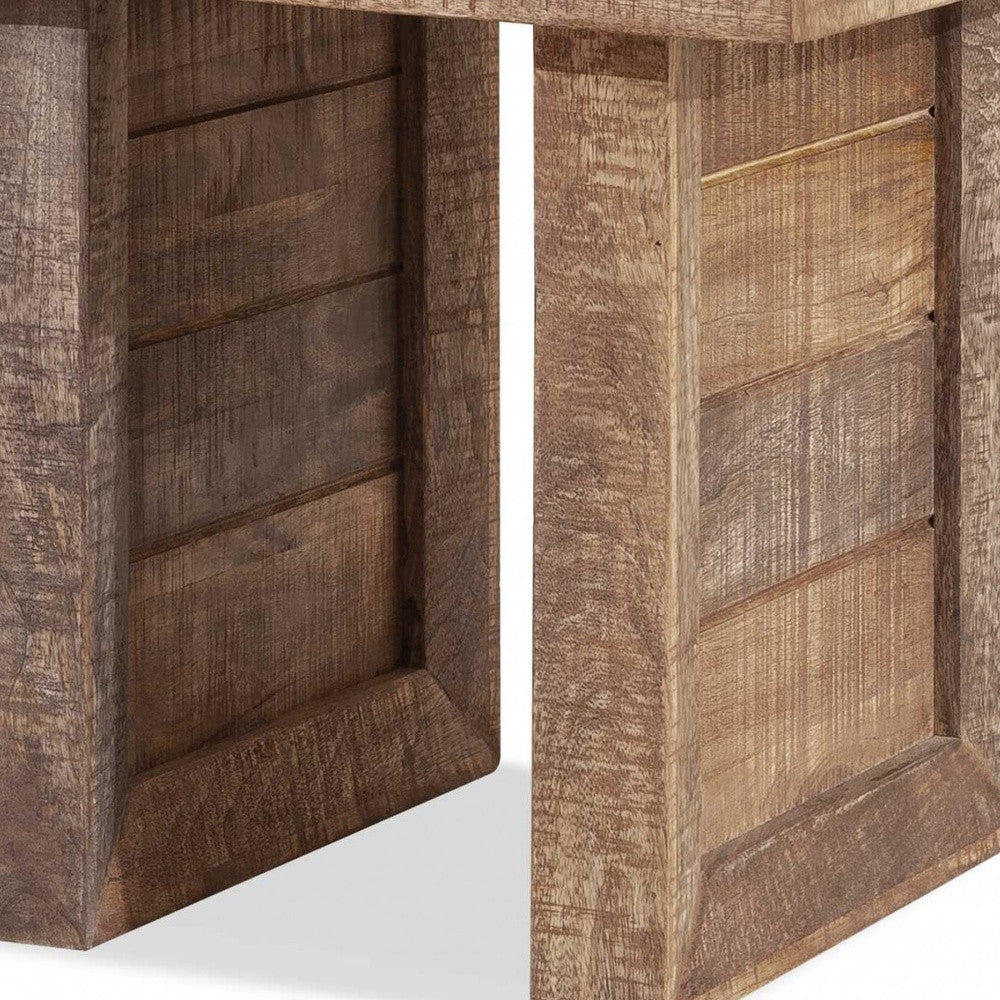 20" Brown Solid Wood Square End Table-4