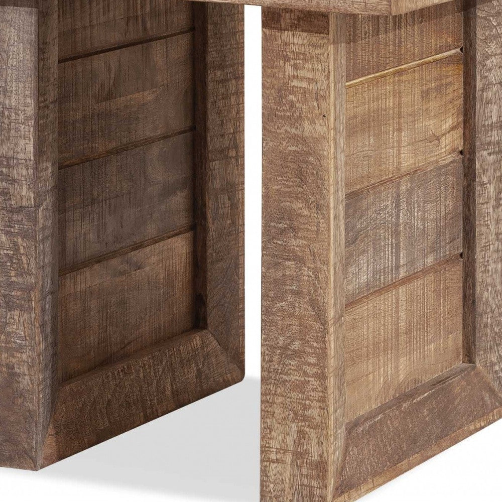 20" Brown Solid Wood Square End Table-5
