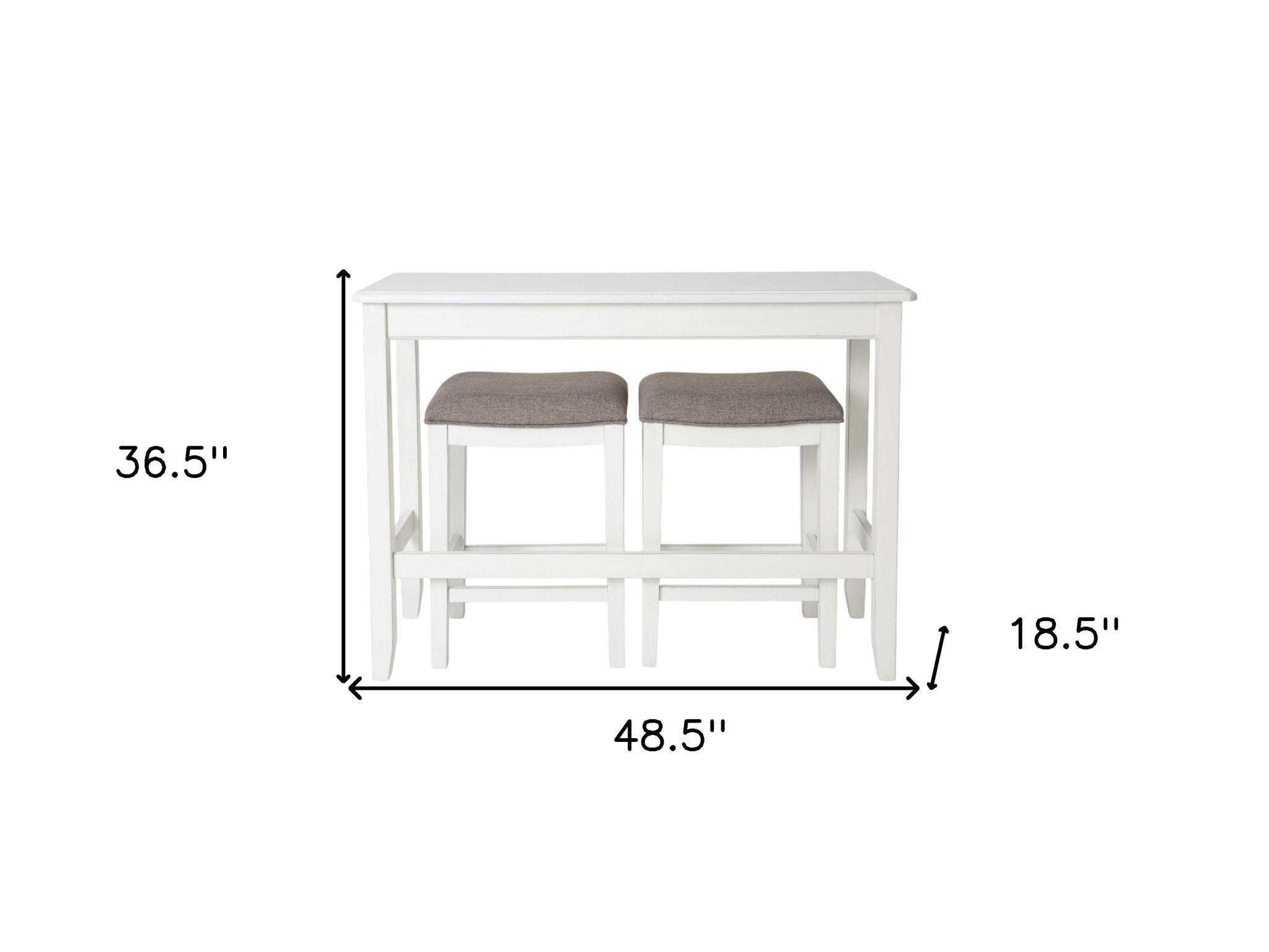 49" Three Piece White Wood Rectangular Bar Table With Two Stools-5