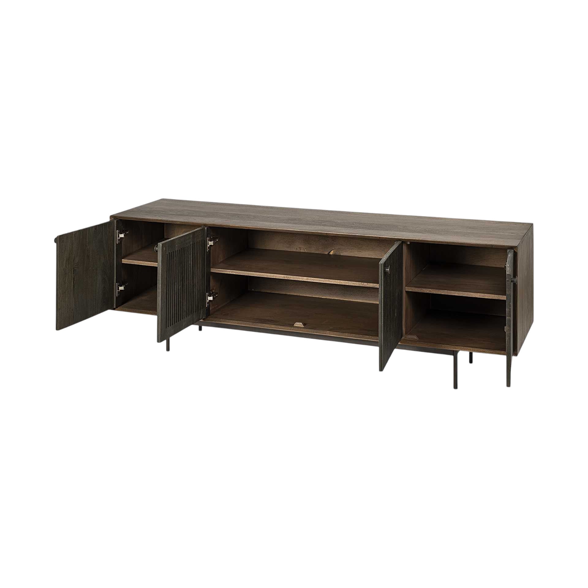 20" Brown Solid Wood Cabinet Enclosed Storage TV Stand-8