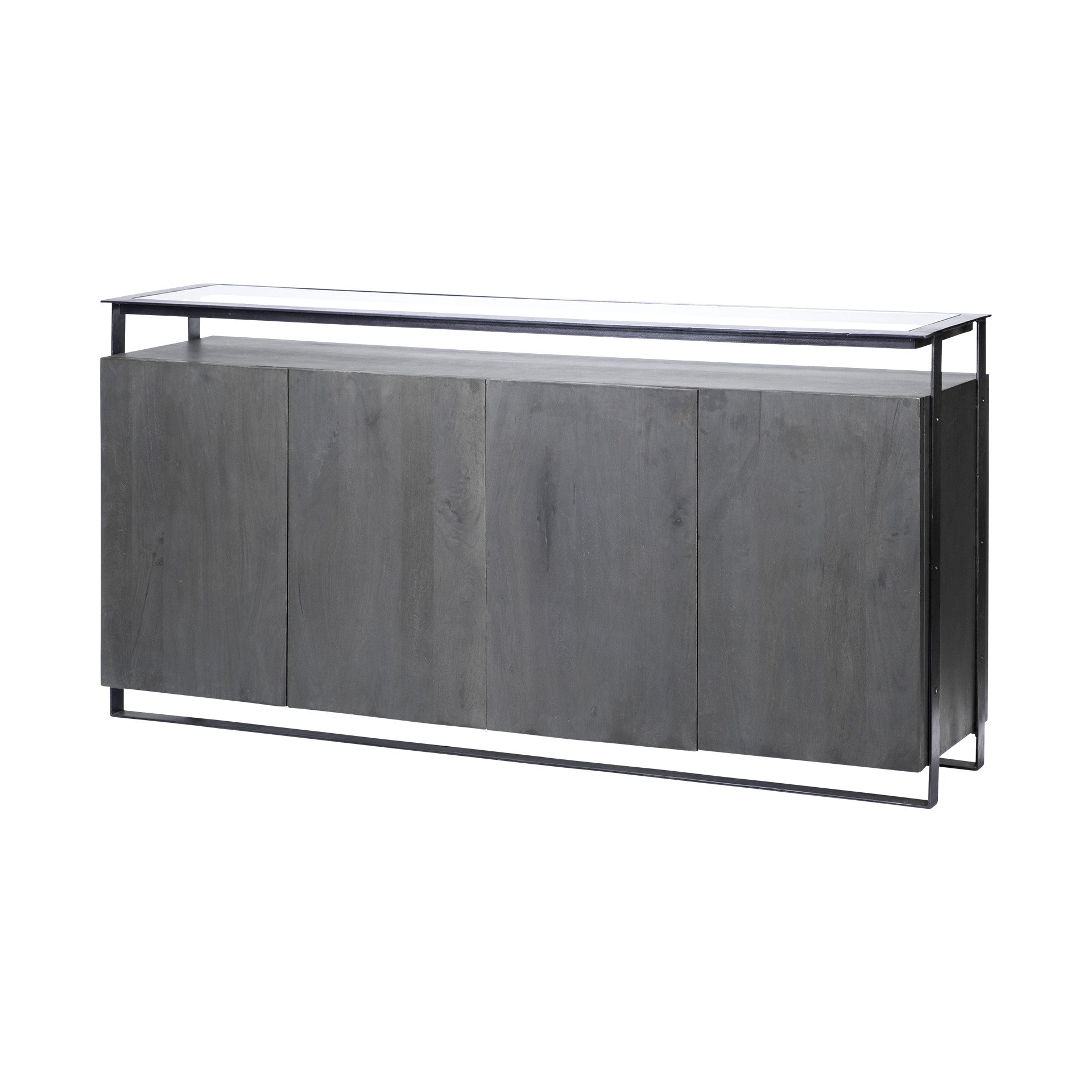 18" Black And Gray Solid Wood Sideboard-0