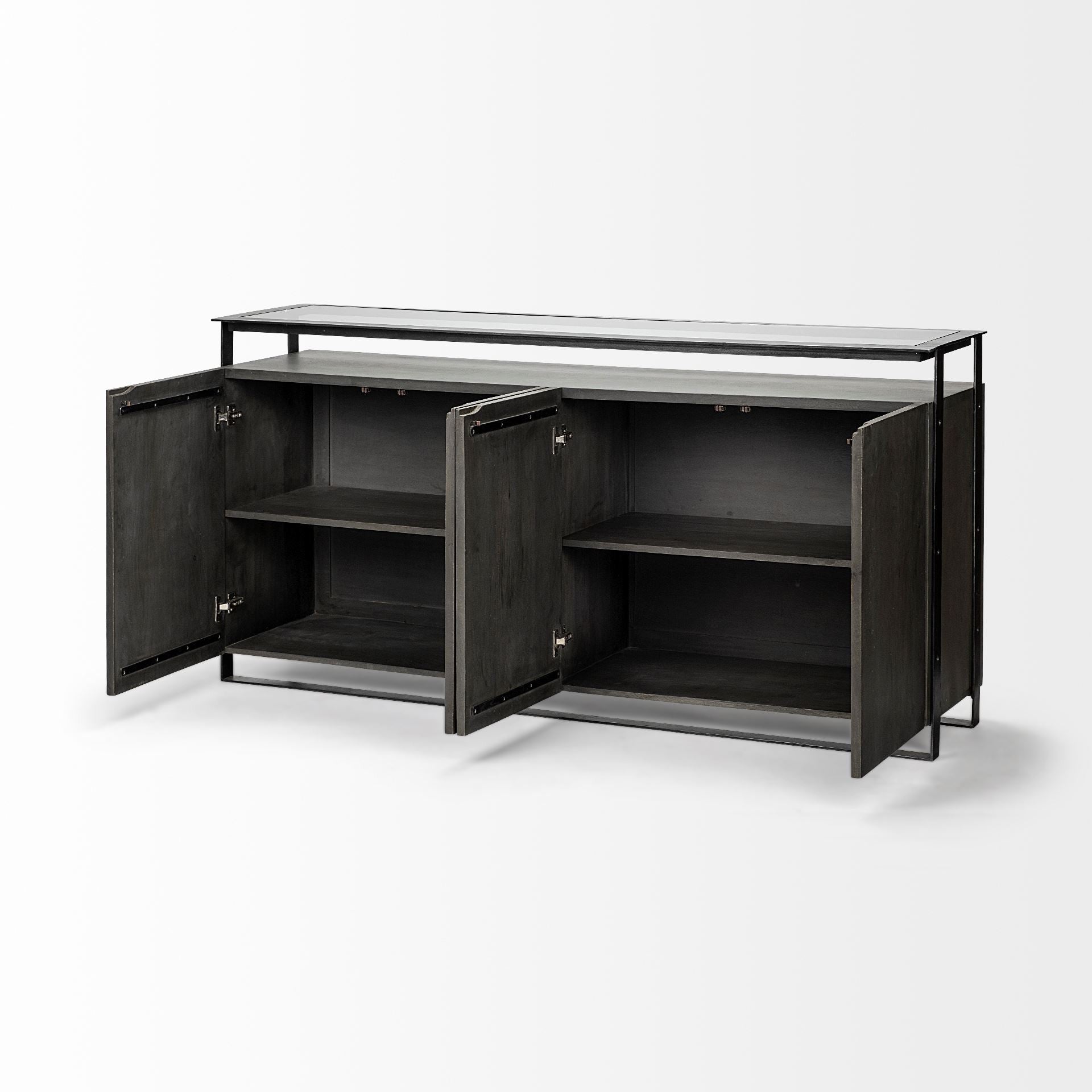 18" Black And Gray Solid Wood Sideboard-5