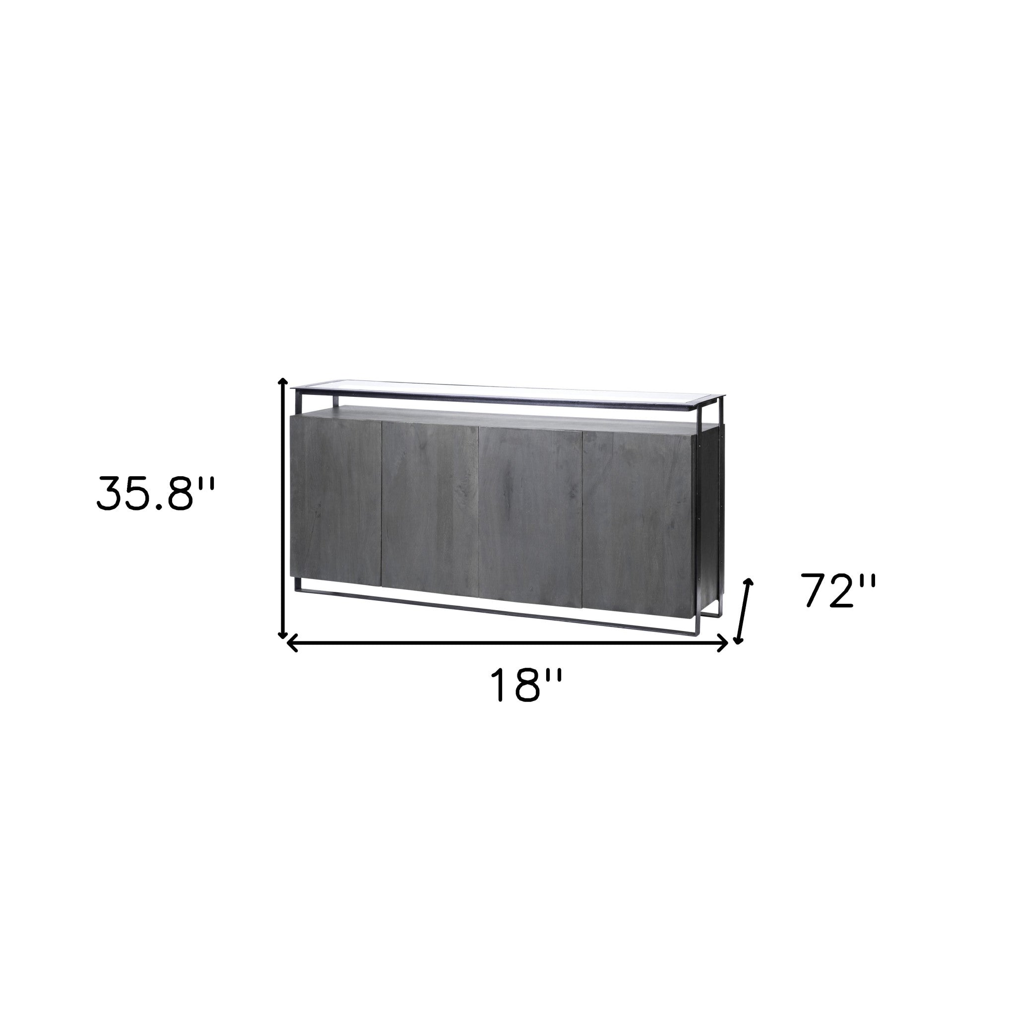 18" Black And Gray Solid Wood Sideboard-7