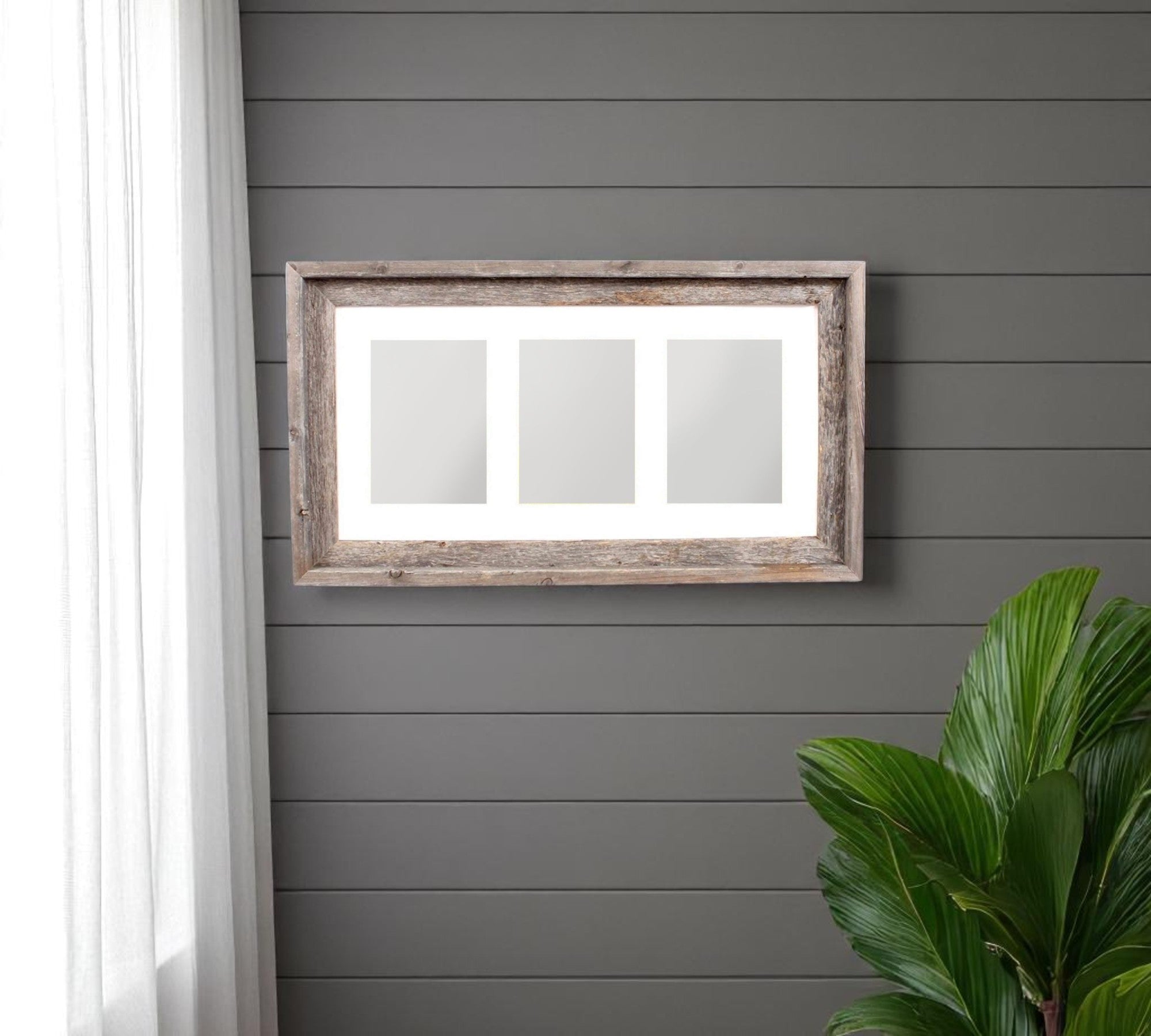 5" x 7" Natural Distressed Reclaimed Wood Hanging Picture Frame with Mat-0