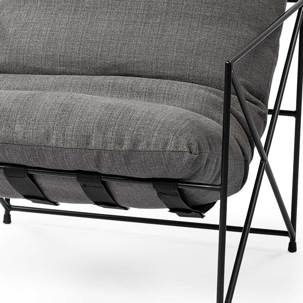 30" Gray and Black Linen Lounge Chair-7