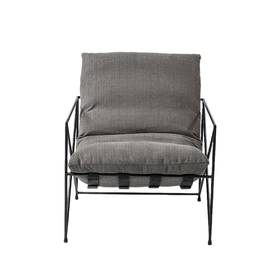 30" Gray and Black Linen Lounge Chair-6