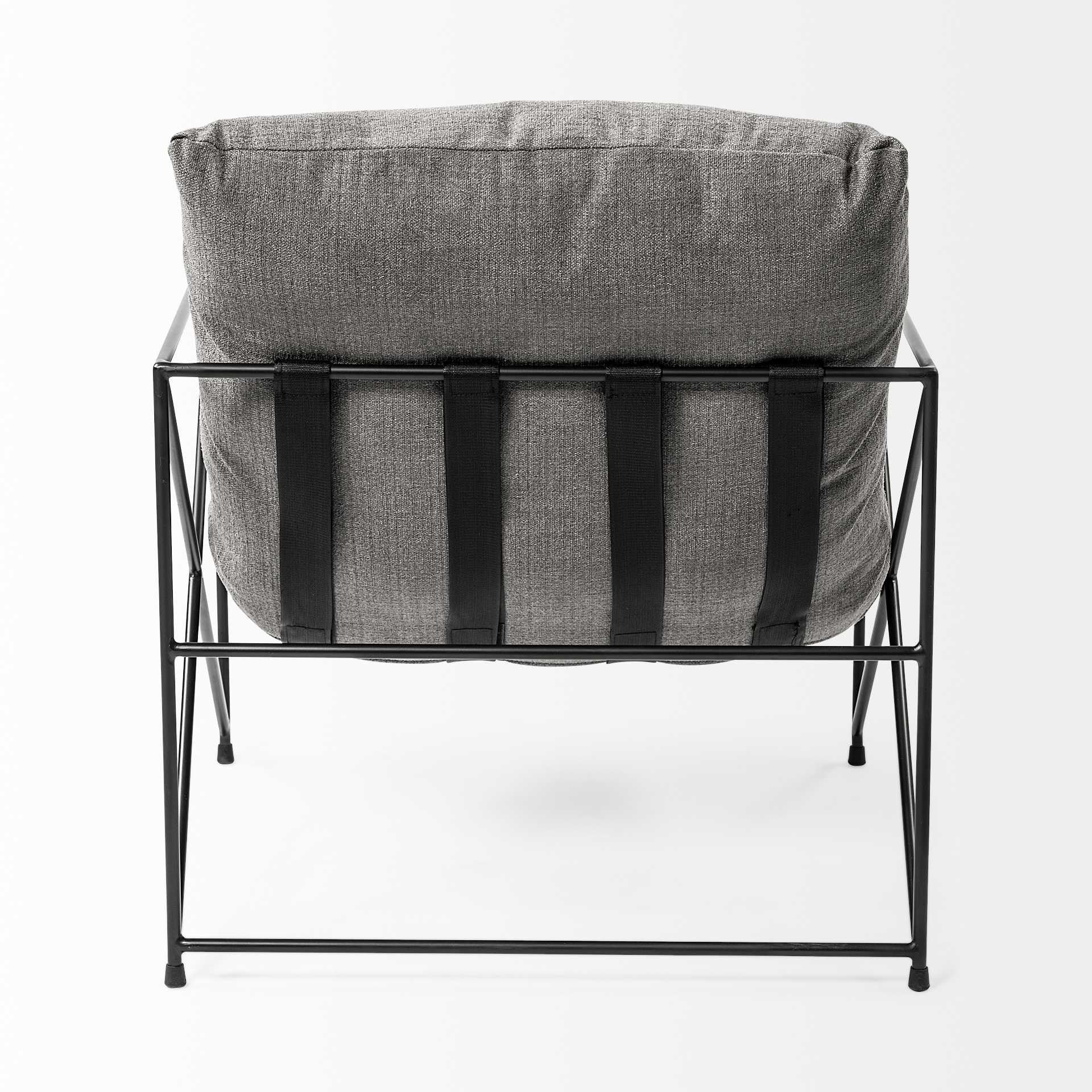30" Gray and Black Linen Lounge Chair-4