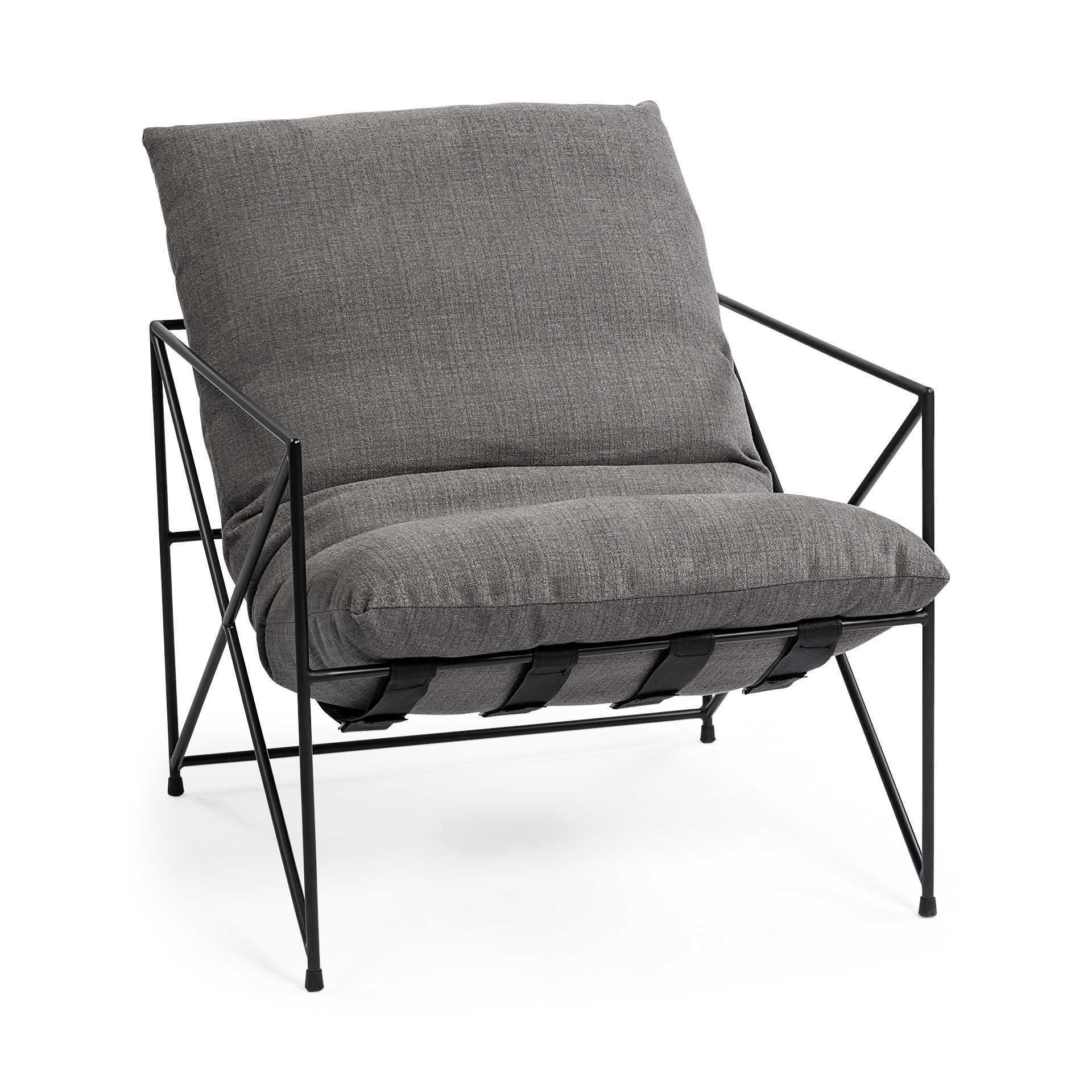 30" Gray and Black Linen Lounge Chair-8