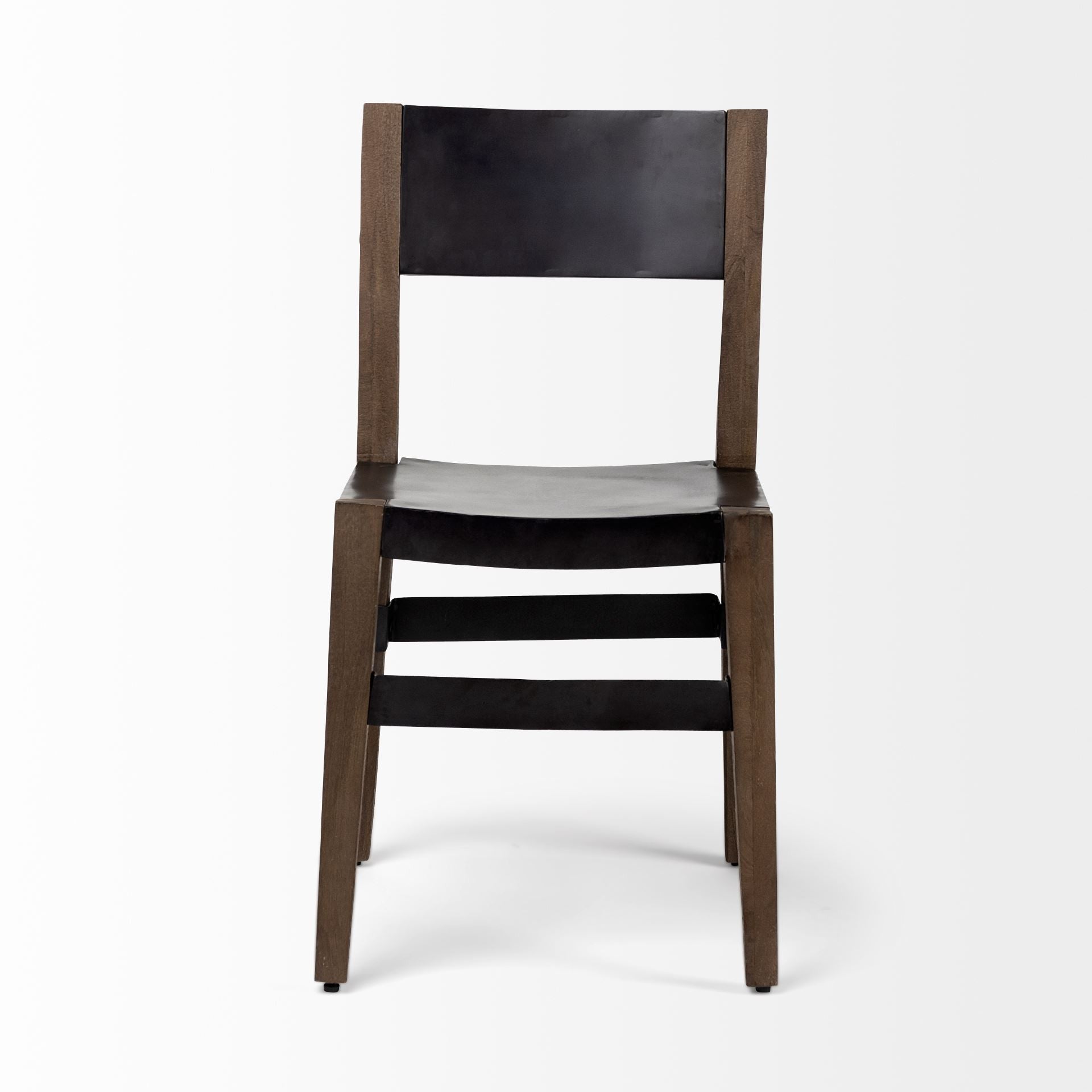 Black And Brown Metal and Wood Open Back Dining Side Chair-2