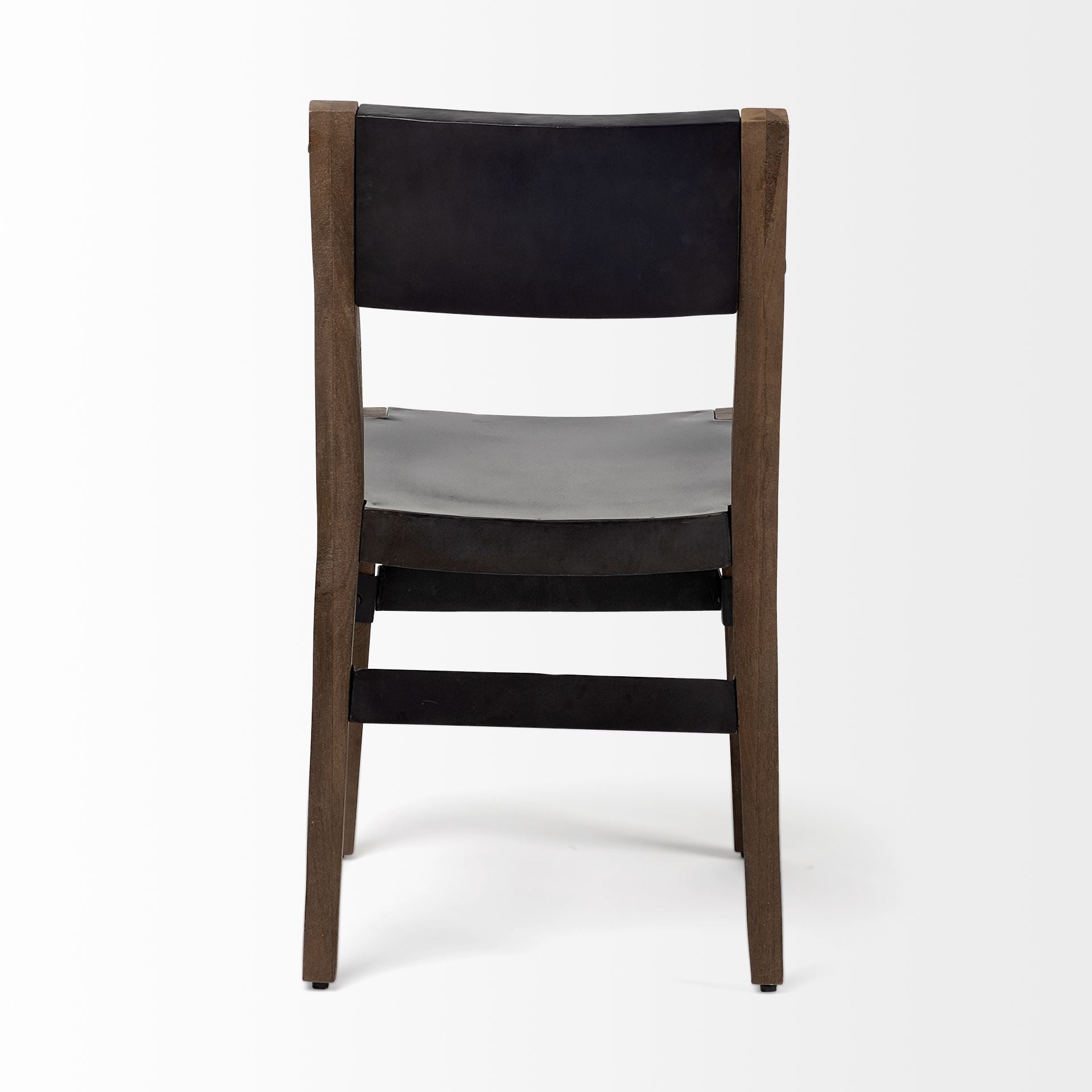 Black And Brown Metal and Wood Open Back Dining Side Chair-4