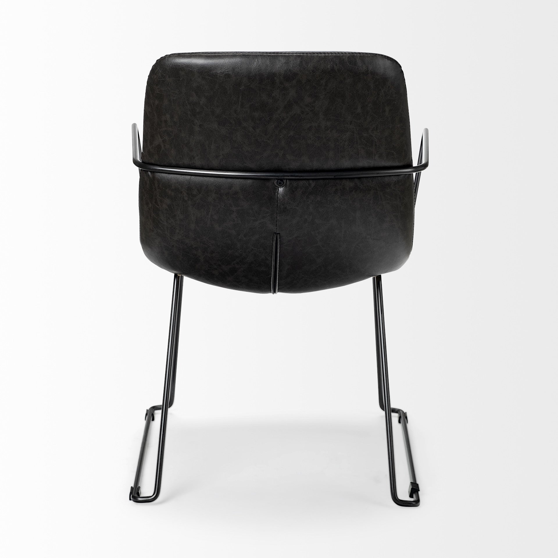 Black Upholstered Faux Leather Dining Arm Chair-4