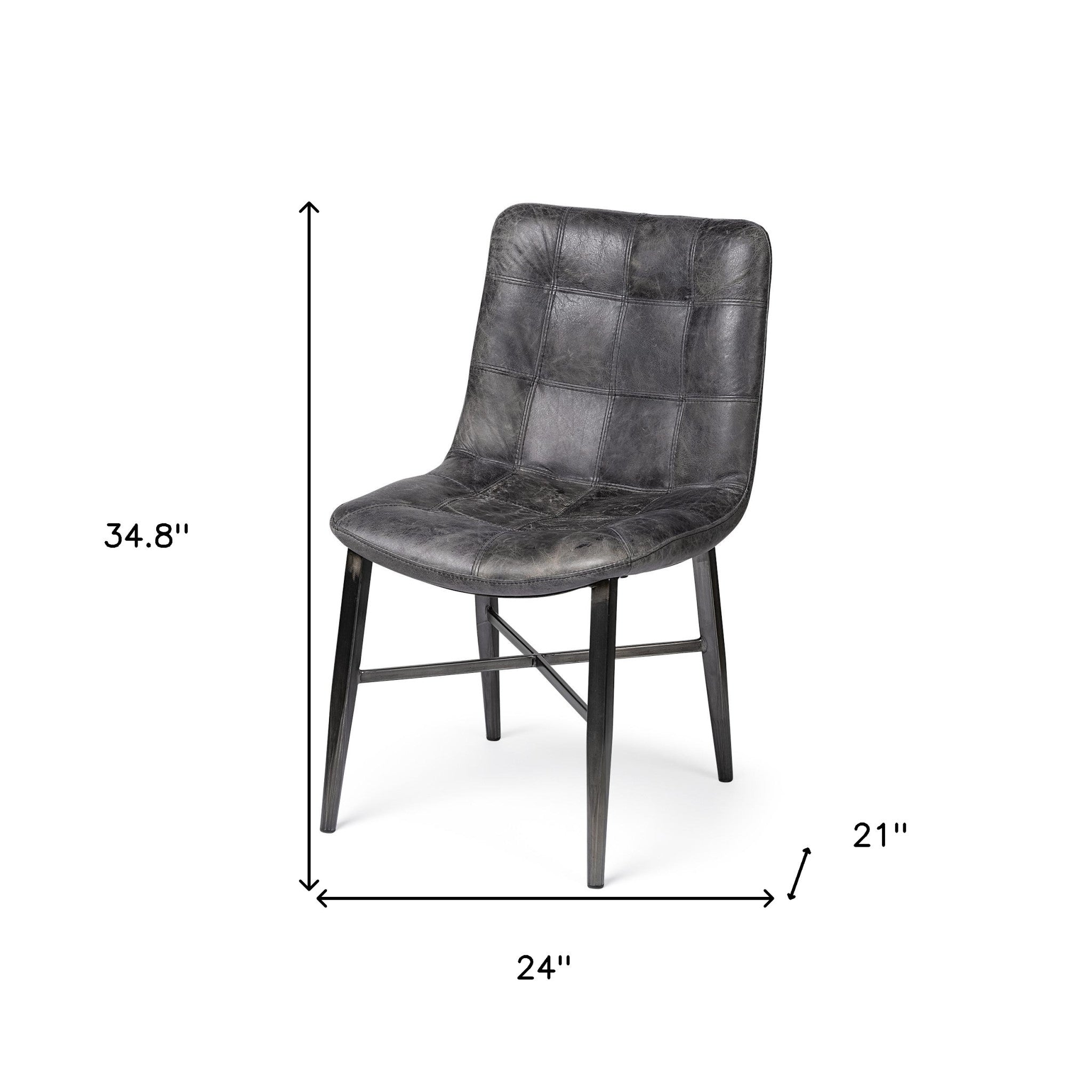 Black Upholstered Leather Dining Side Chair-7