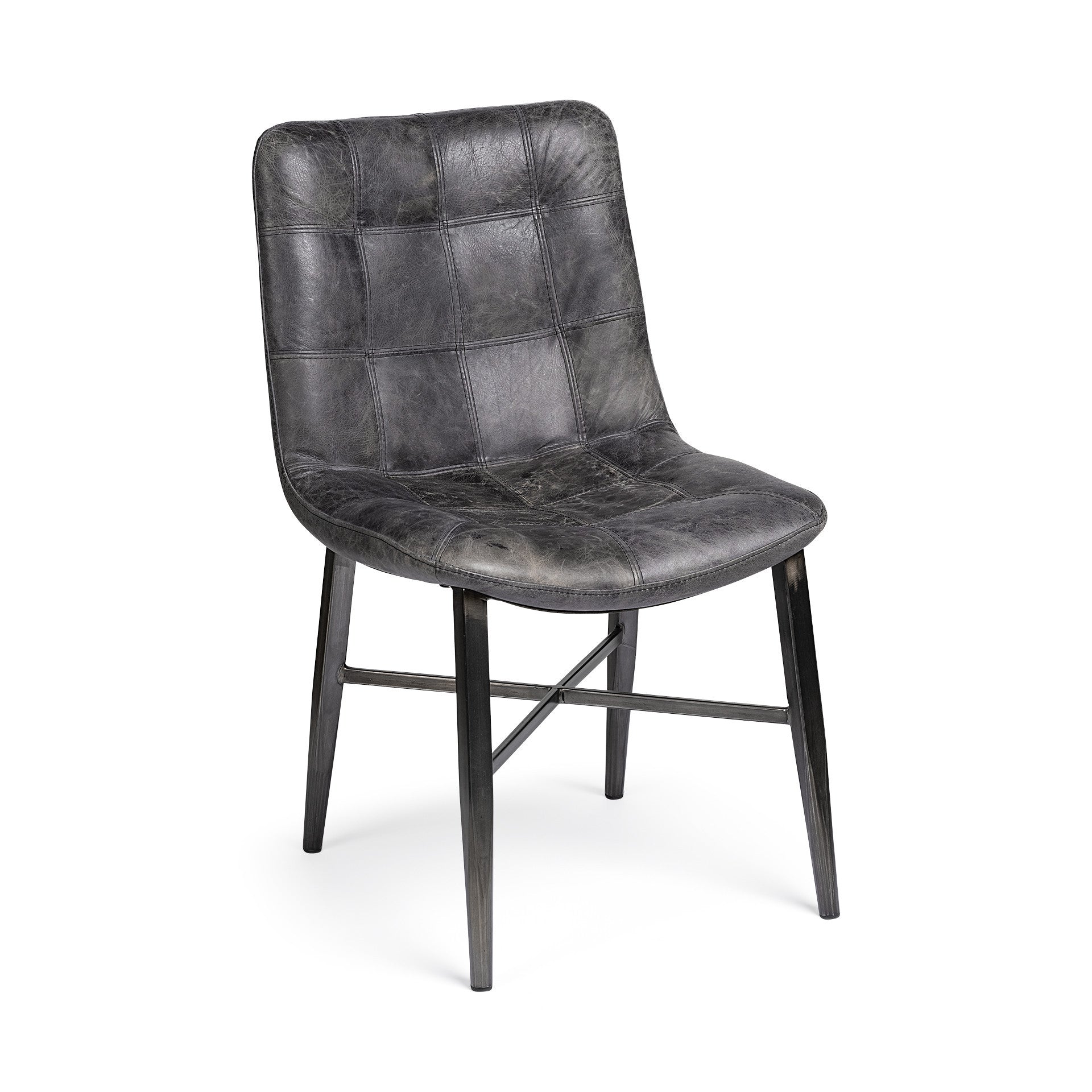 Black Upholstered Leather Dining Side Chair-6