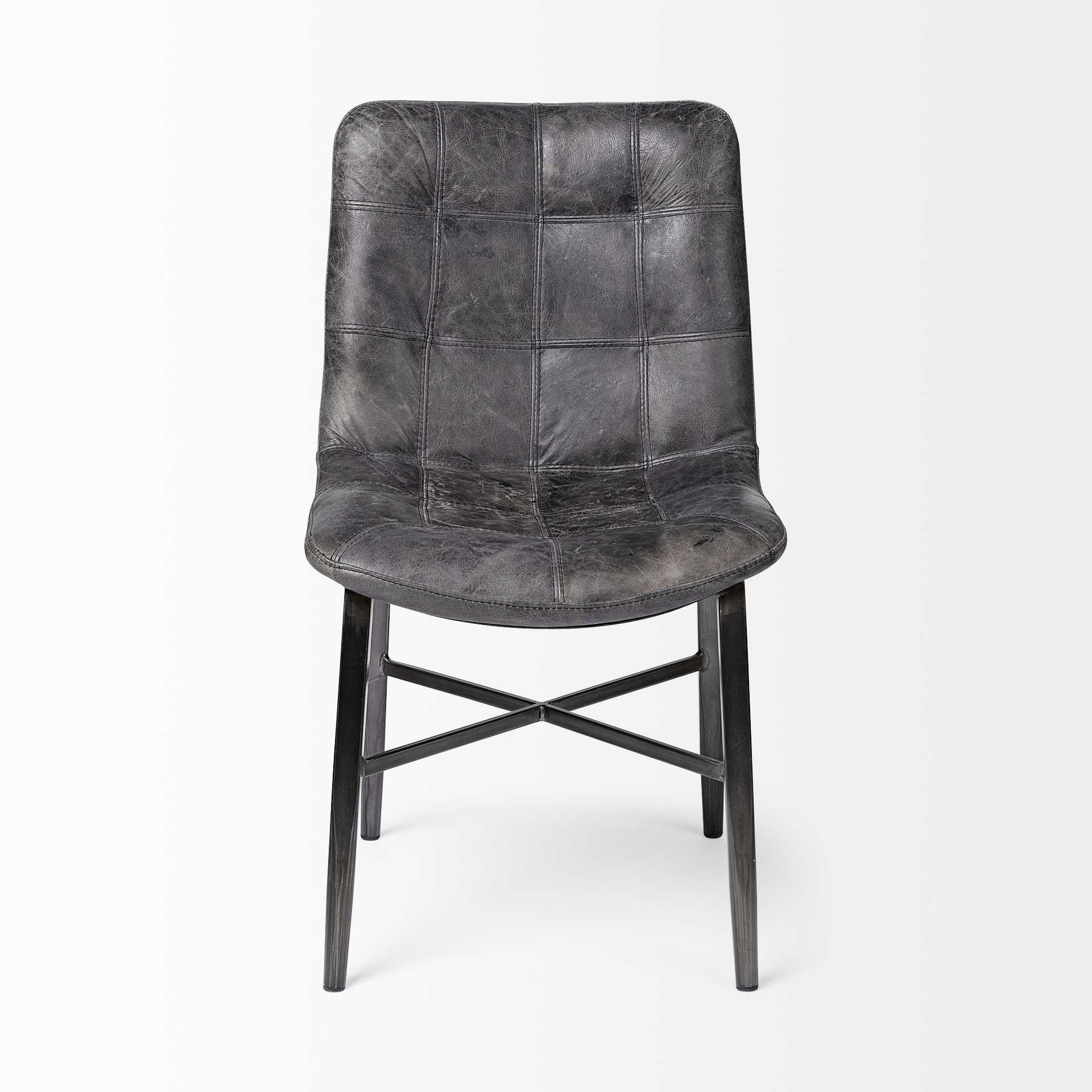 Black Upholstered Leather Dining Side Chair-2