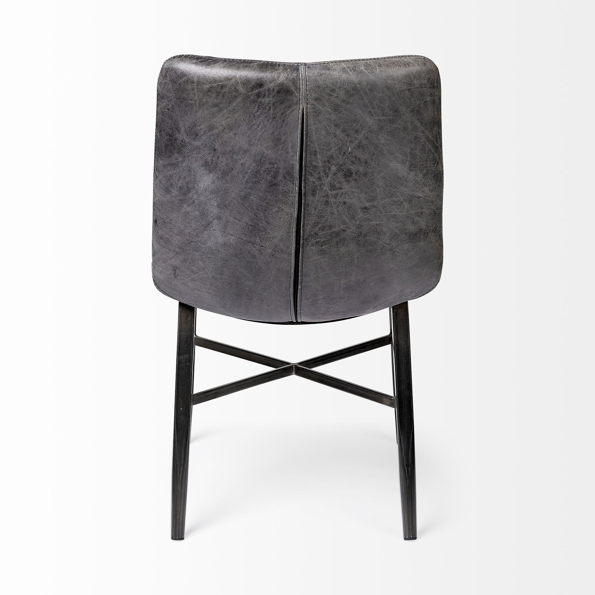 Black Upholstered Leather Dining Side Chair-4
