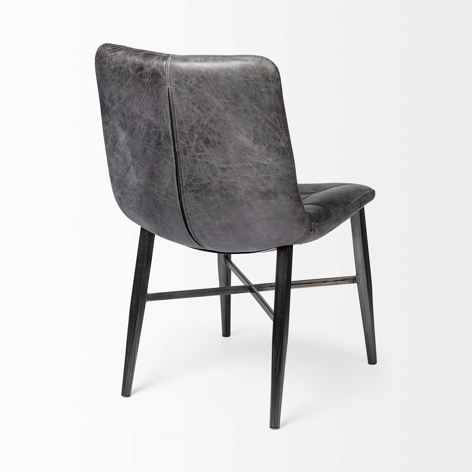 Black Upholstered Leather Dining Side Chair-5