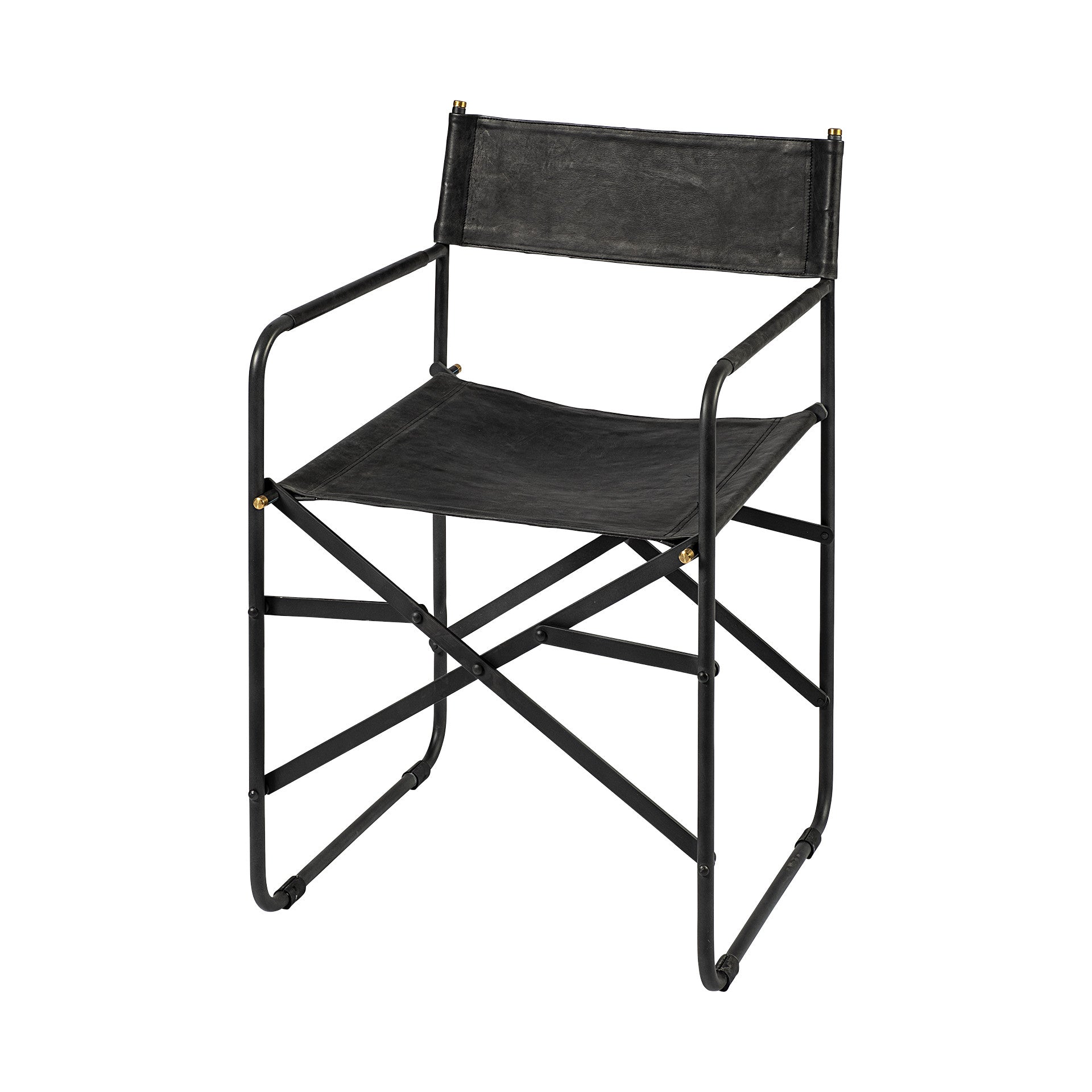 Black Leather Open Back Dining Arm Chair-1