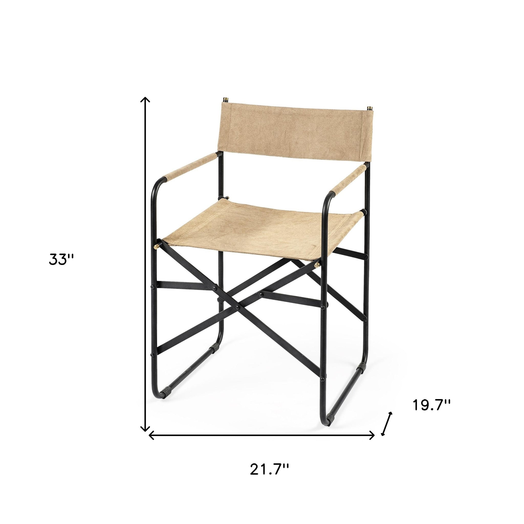 Cream And Black Leather Metal Open Back Dining Arm Chair-7