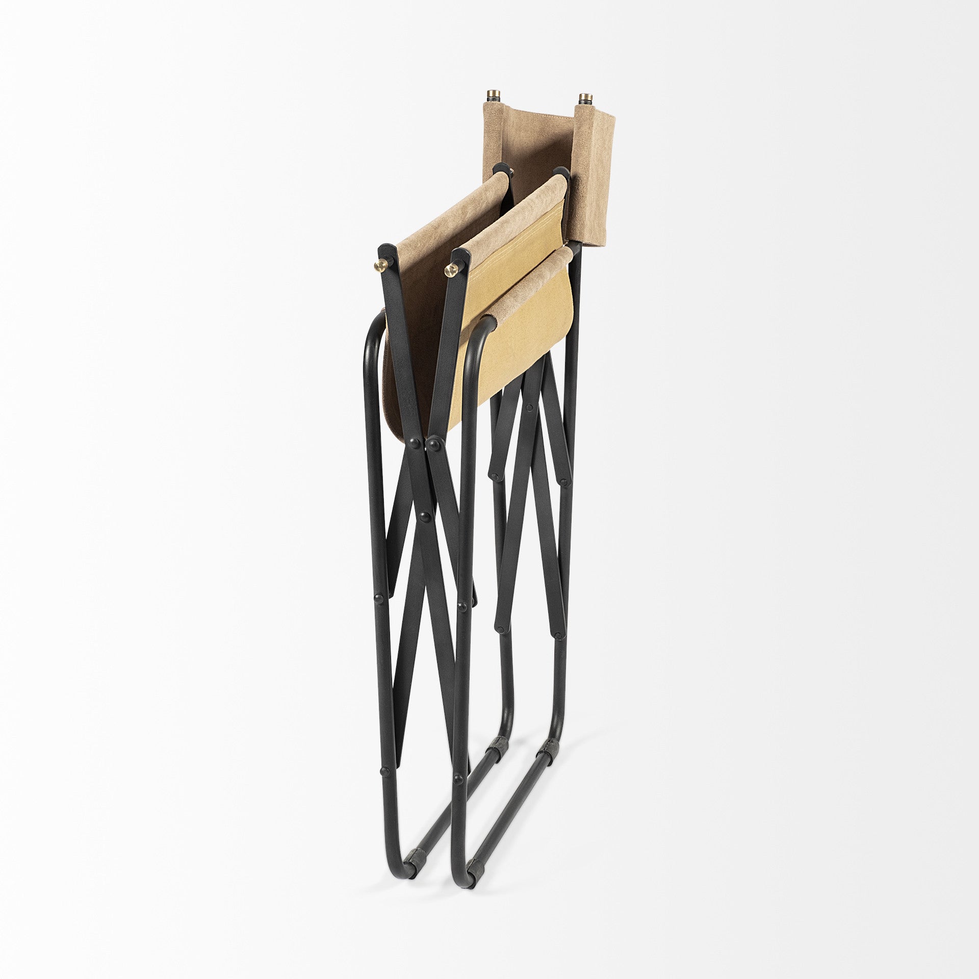 Cream And Black Leather Metal Open Back Dining Arm Chair-6