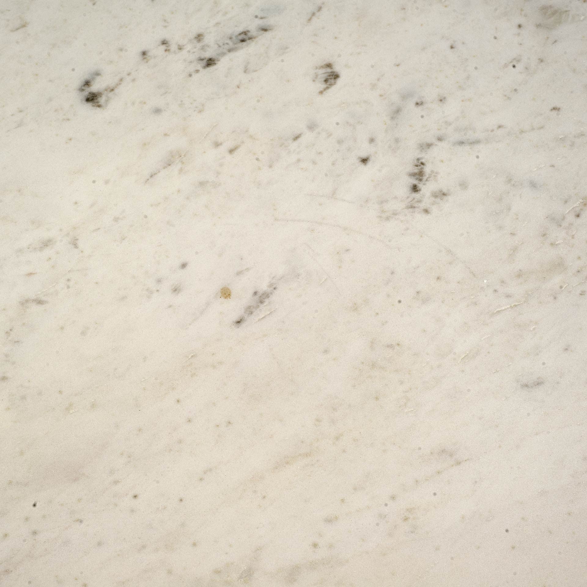 40" Off White And Black Rounded Marble And Metal Three Leg Base Dining Table-5