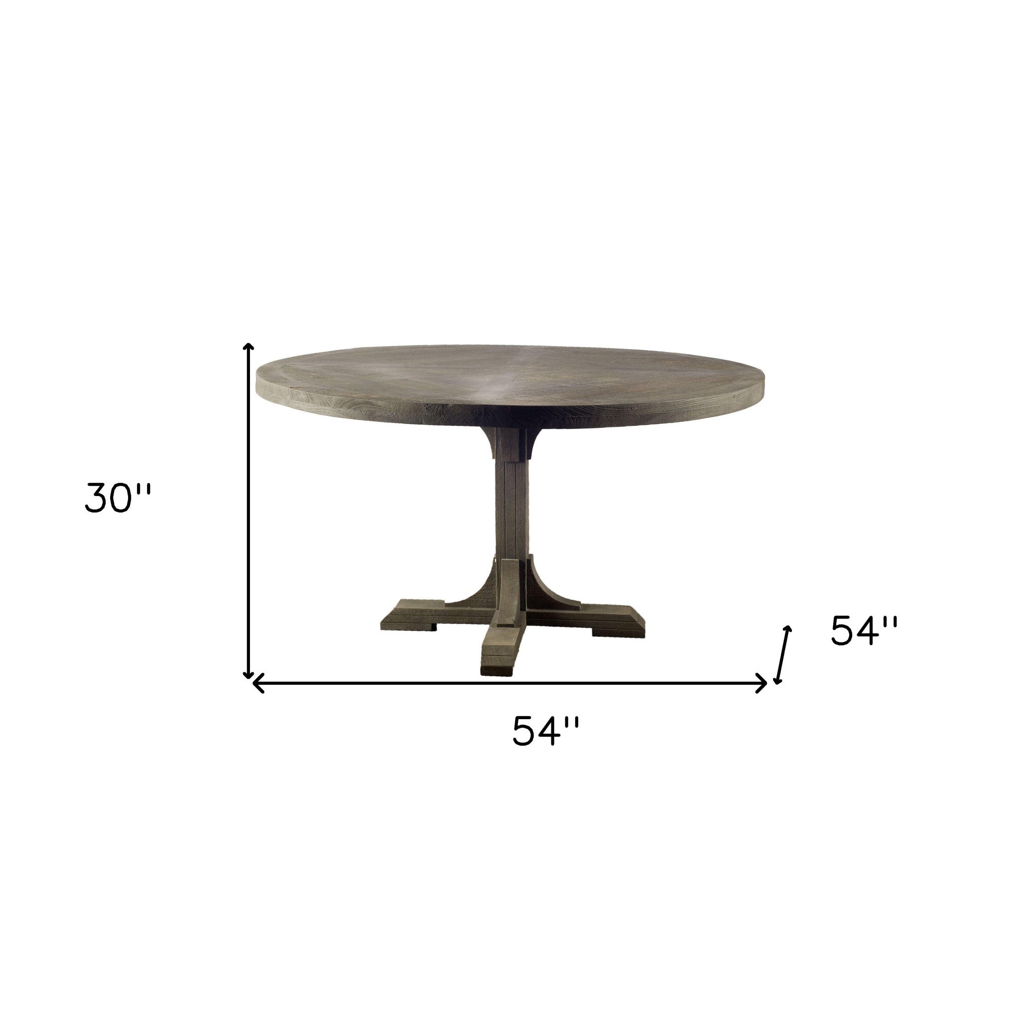 54" Brown Rounded Solid Wood Pedestal Base Dining Table-6