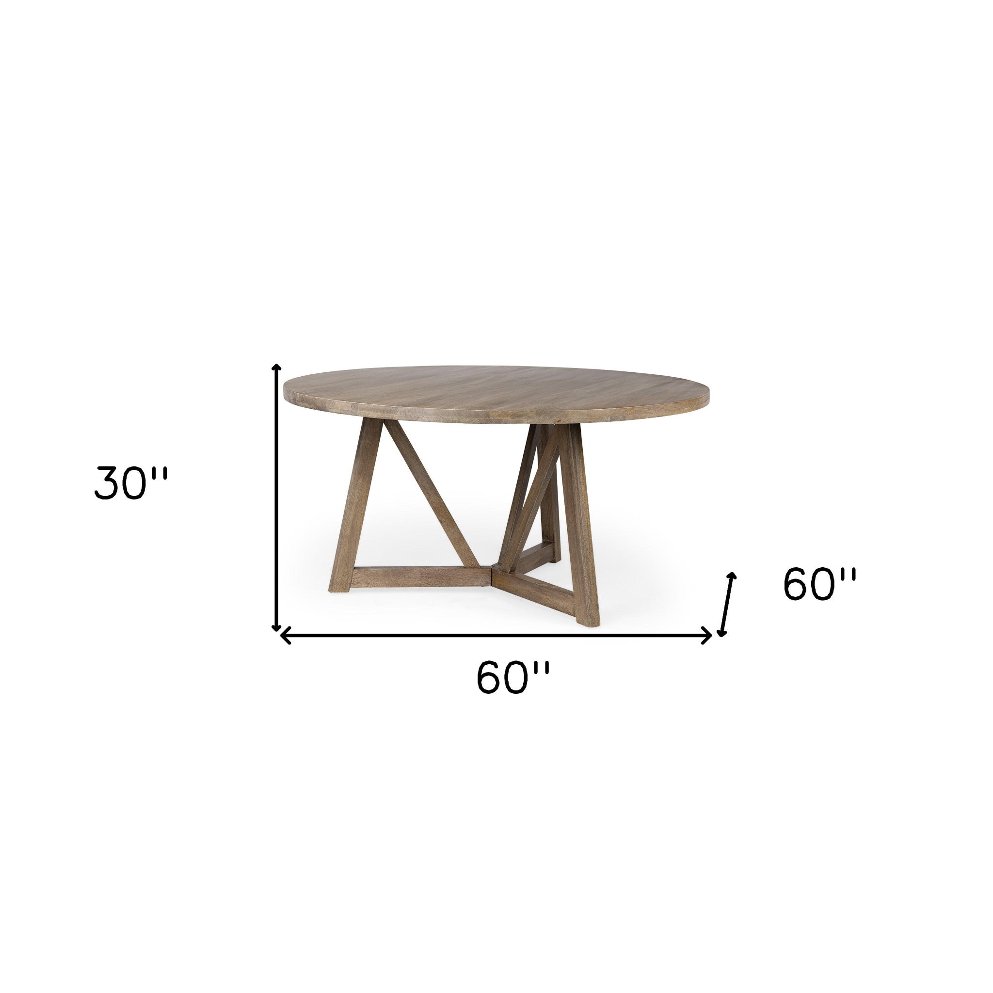 60" Brown Rounded Solid Wood Pedestal Base Dining Table-7