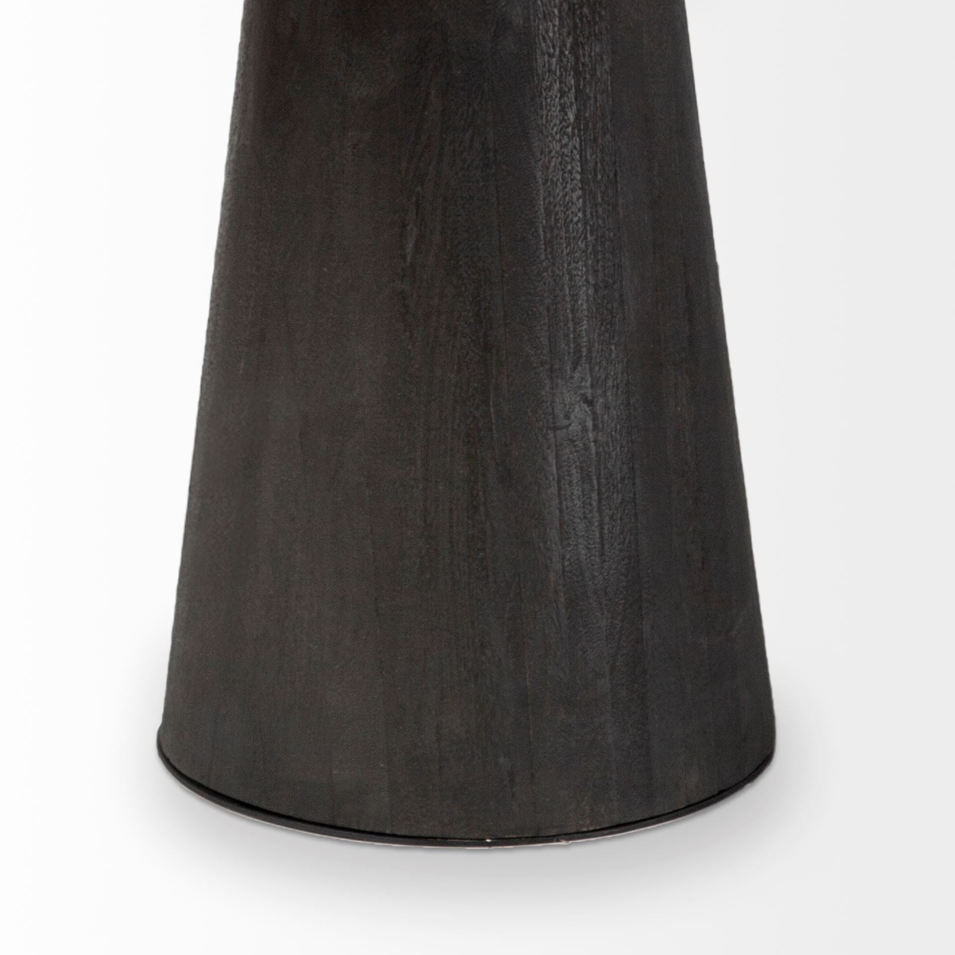 54" Brown Rounded Solid Wood And Metal Pedestal Base Dining Table-4