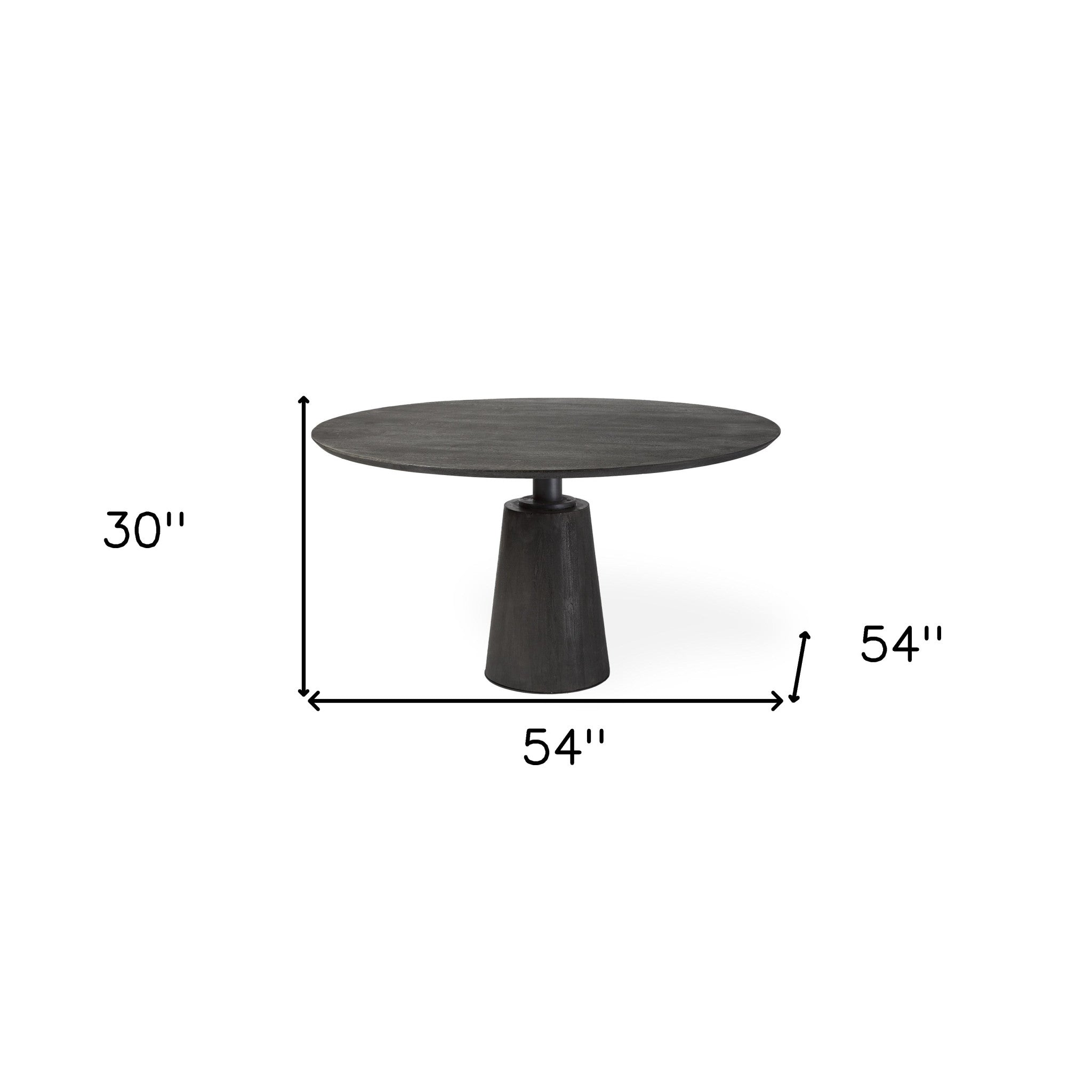 54" Brown Rounded Solid Wood And Metal Pedestal Base Dining Table-5