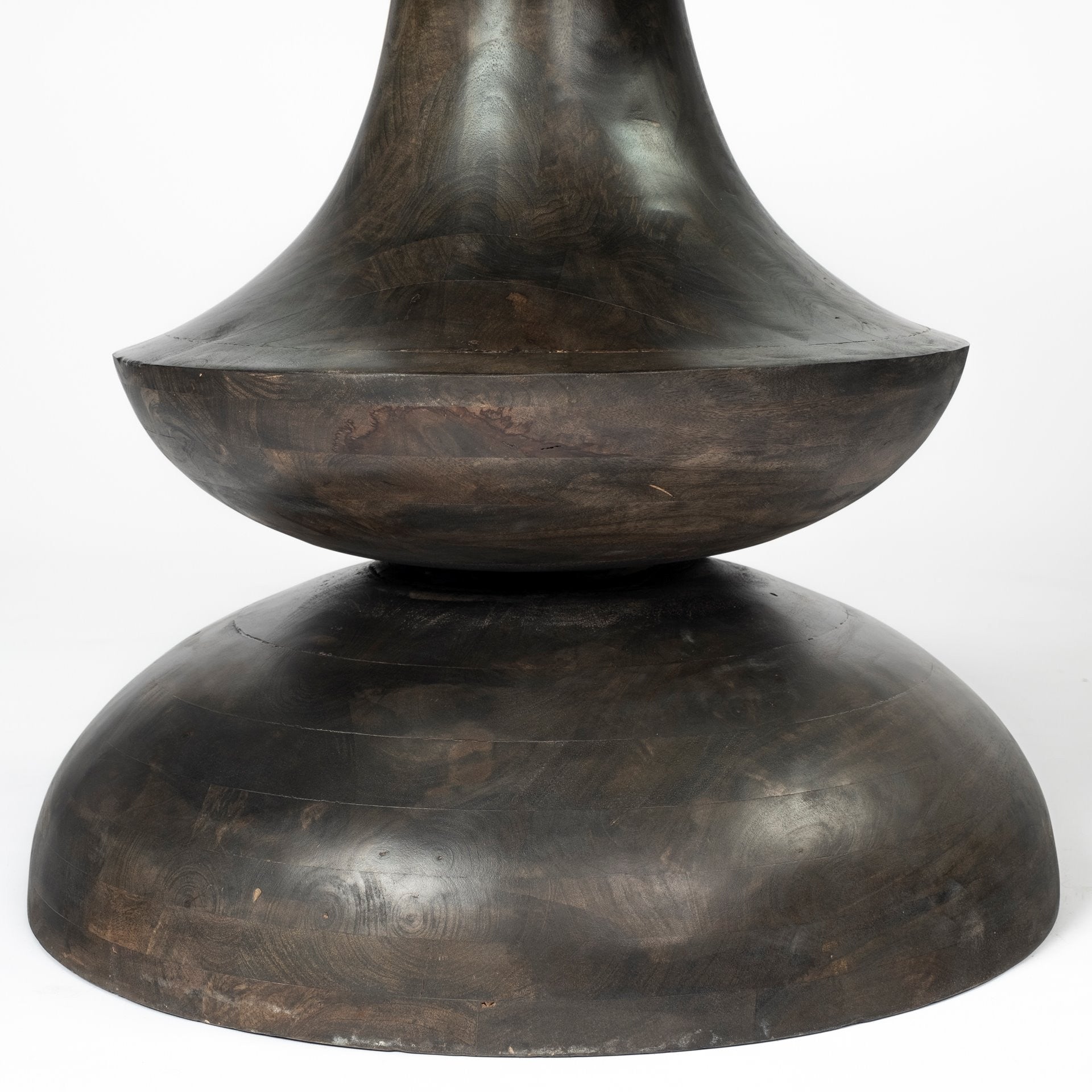 60" Clear And Brown Rounded Glass And Solid Manufactured Wood Pedestal Base Dining Table-5