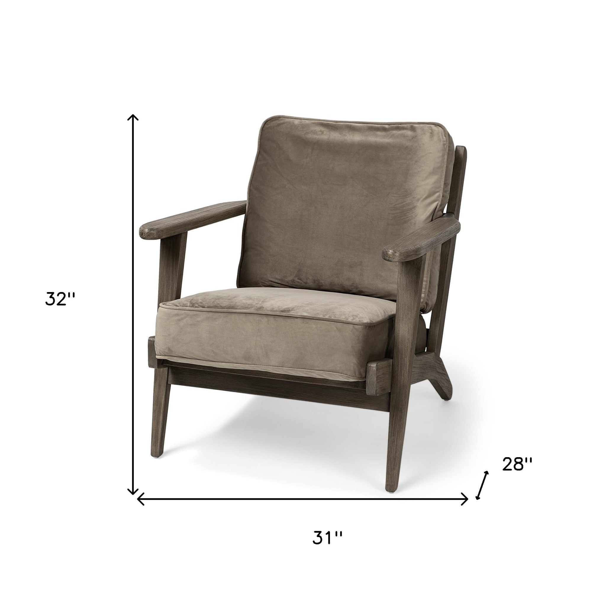 31" Olive Green and Brown Velvet Lounge Chair-8