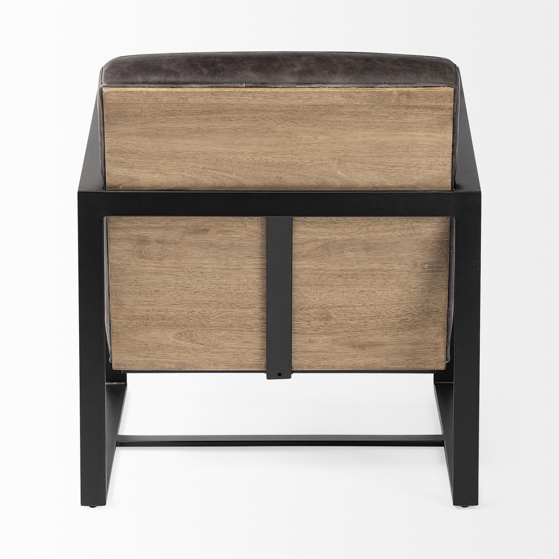 32" Black Genuine Leather Distressed Arm Chair-4